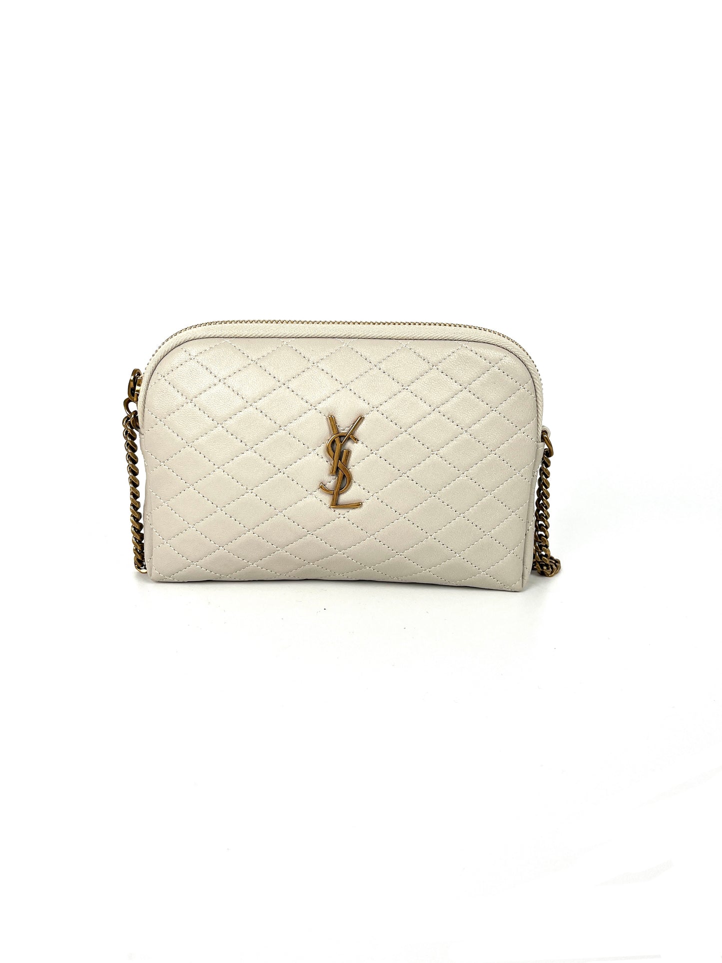 Saint Laurent YSL Mini Gaby Quilted Cream Ivory Crossbody Bag