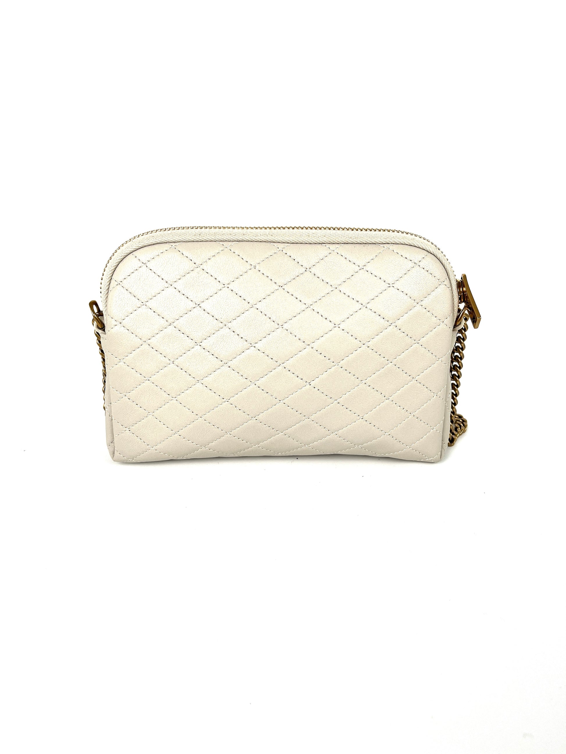 Saint Laurent YSL Mini Gaby Quilted Cream Ivory Crossbody Bag