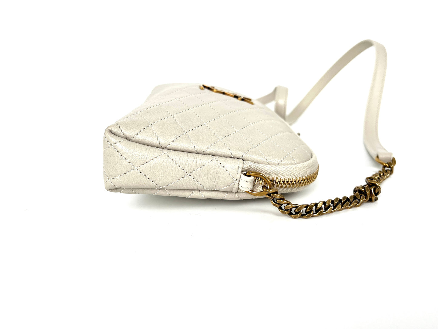 Saint Laurent YSL Mini Gaby Quilted Cream Ivory Crossbody Bag