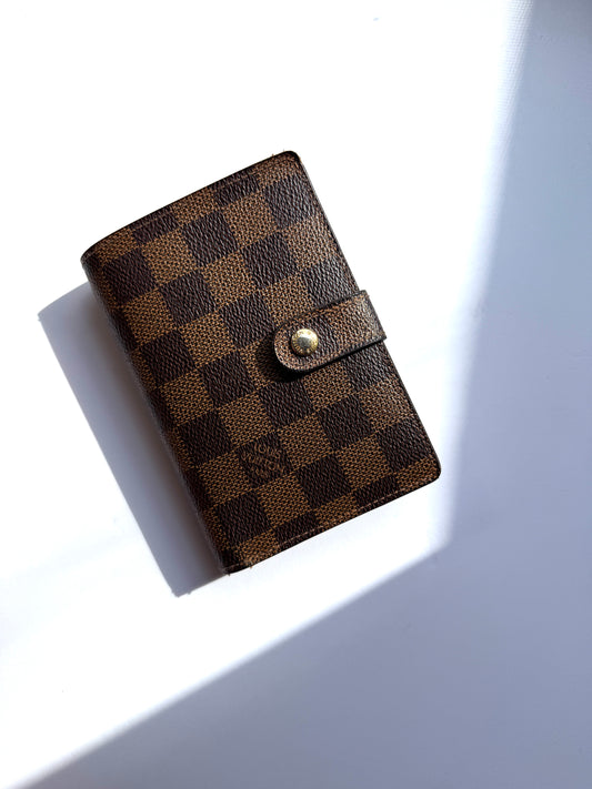LOUIS VUITTON Damier Ebene Brown French Purse Fold Wallet 