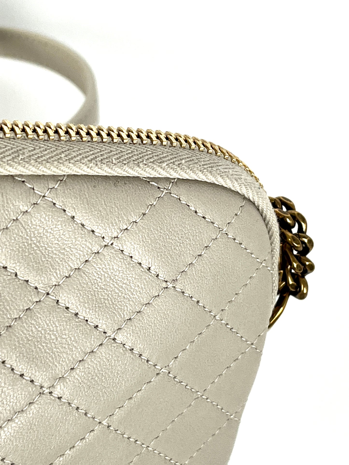 Saint Laurent YSL Mini Gaby Quilted Cream Ivory Crossbody Bag