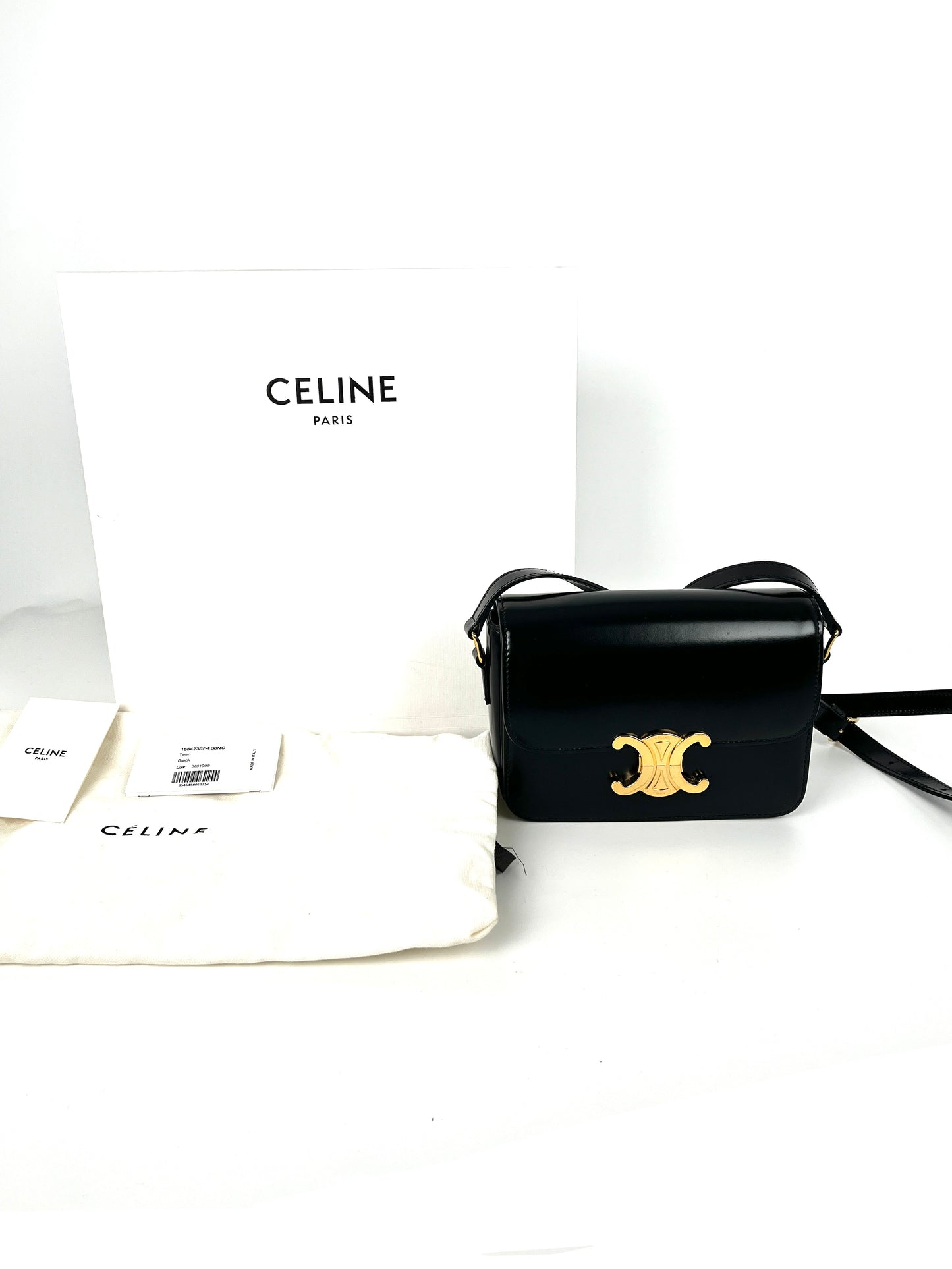 Celine Triomphe Teen Shiny Calfskin Shoulder Crossbody Flap Bag