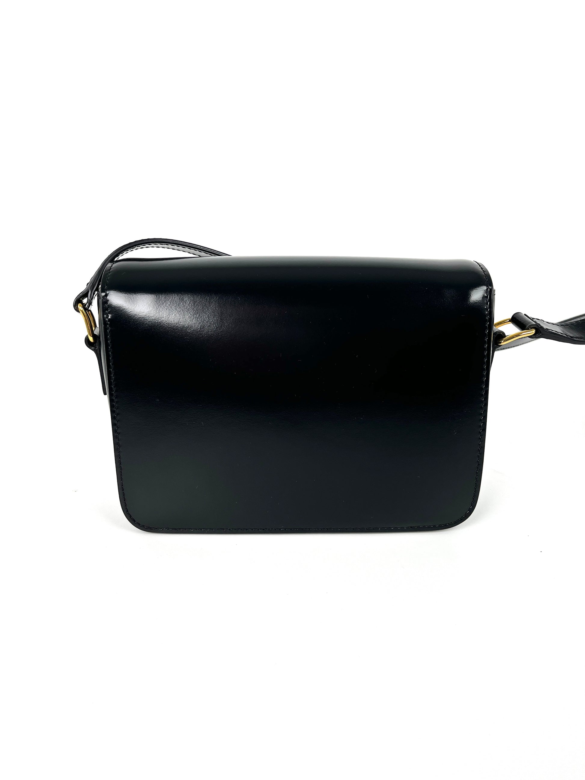 Celine Triomphe Teen Shiny Calfskin Shoulder Crossbody Flap Bag