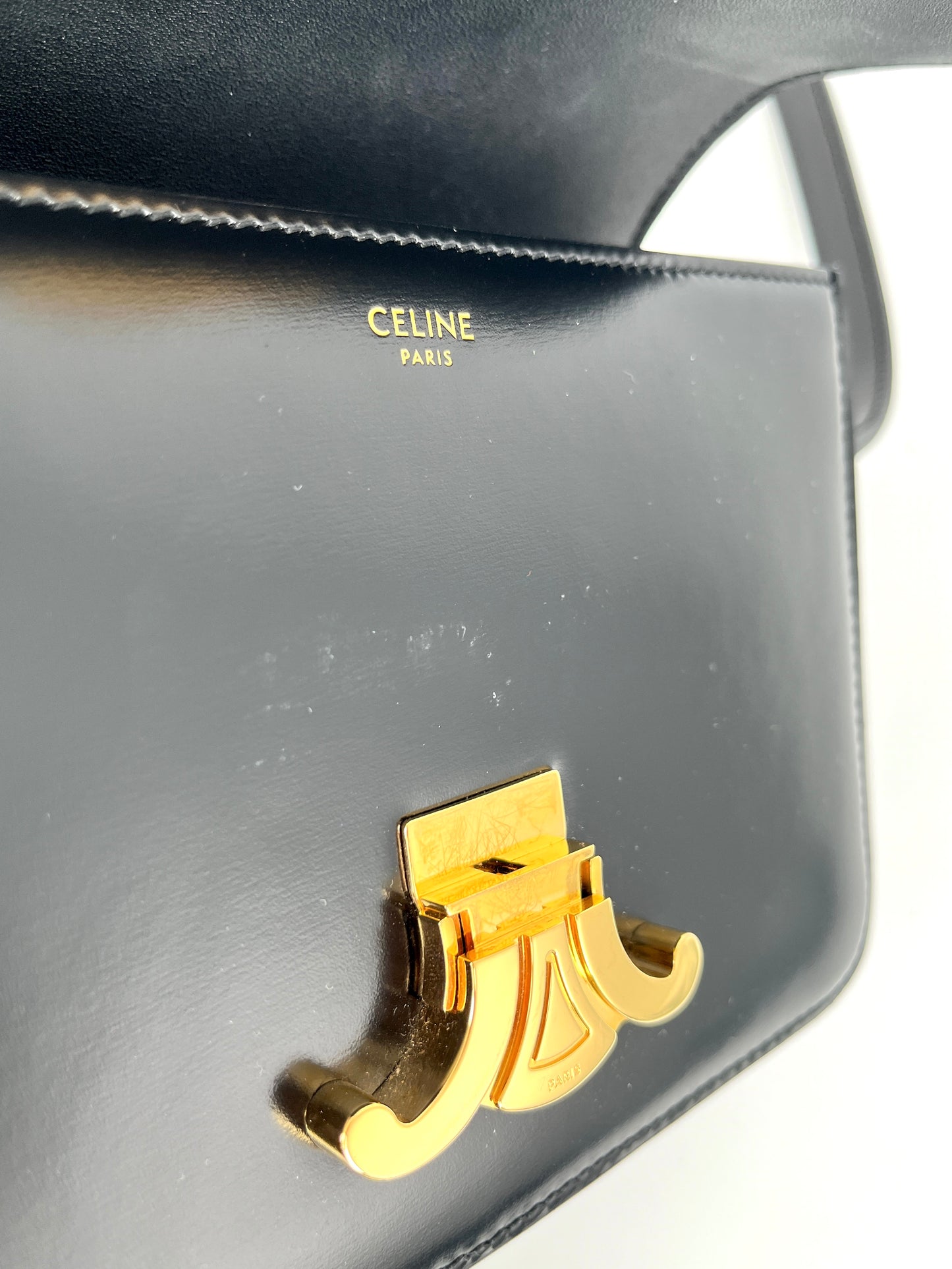 Celine Triomphe Teen Shiny Calfskin Shoulder Crossbody Flap Bag