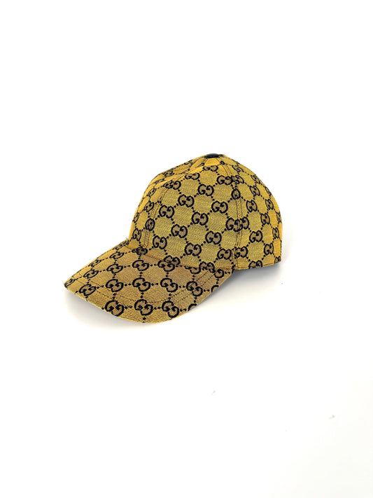 GUCCI Monogram YellowNavy Blue  Baseball Cap Hat S 57cm 