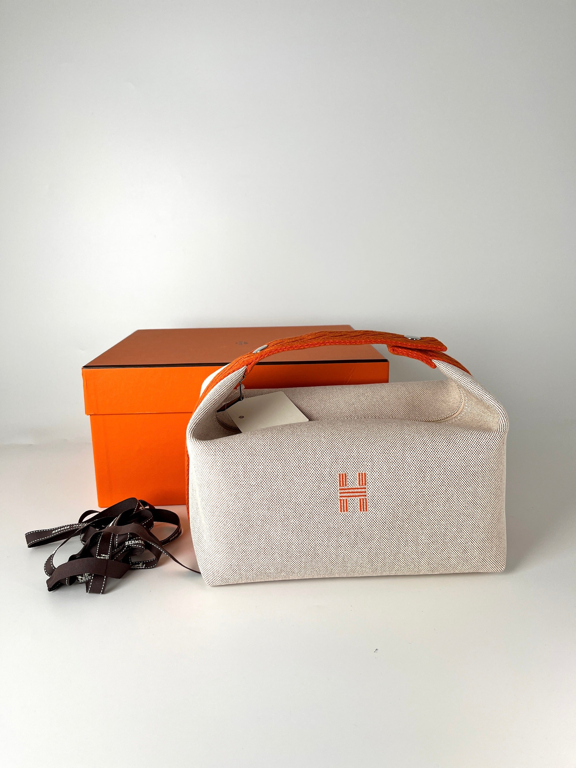 New HERMES Bride A Brac H Canvas GM Natural Orange Pouch Toiletry Bag Fashion Reloved