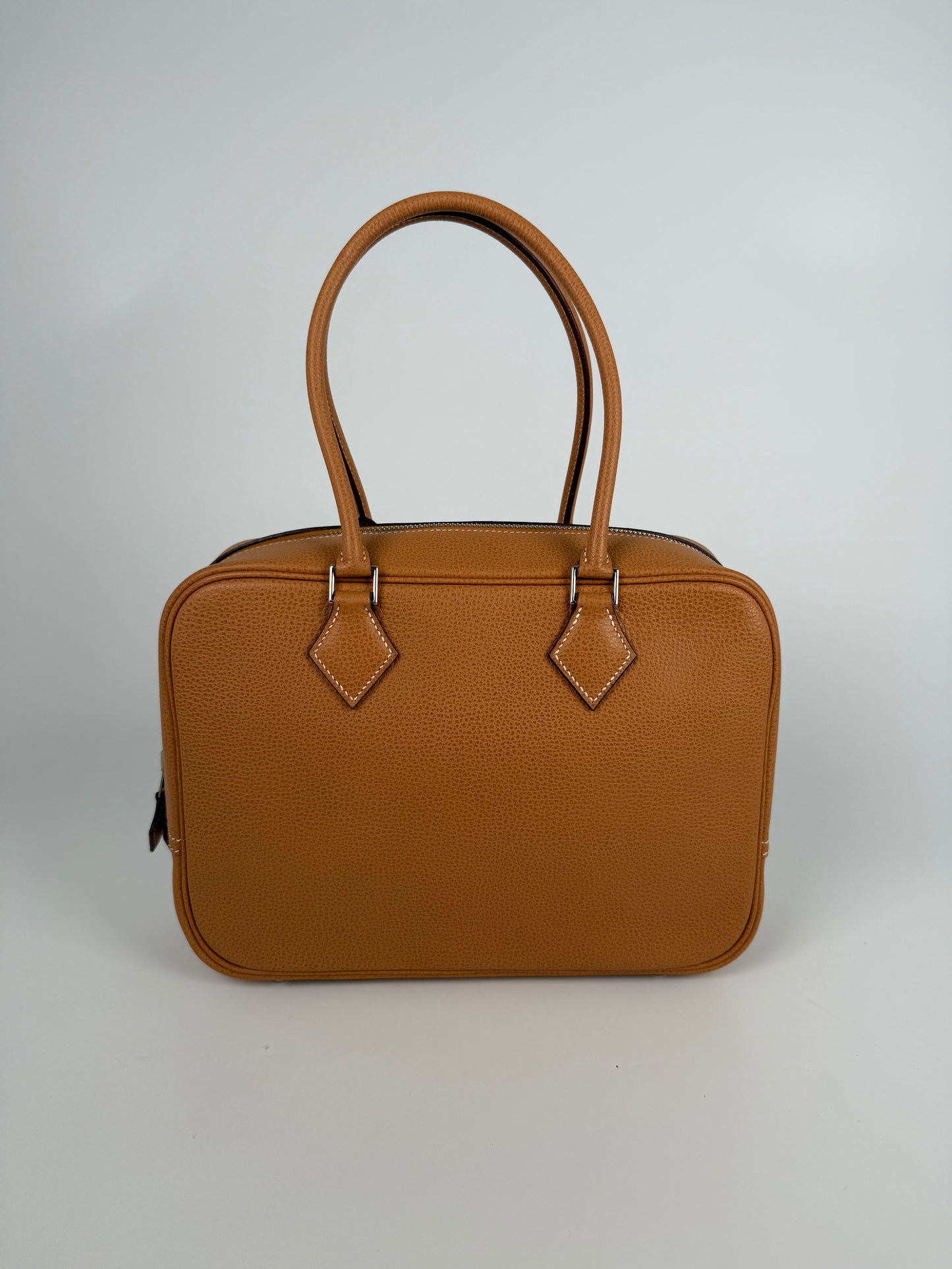 HERMES Plume 28 Natural Vache Liegee Beige Leather Top Handle Bag