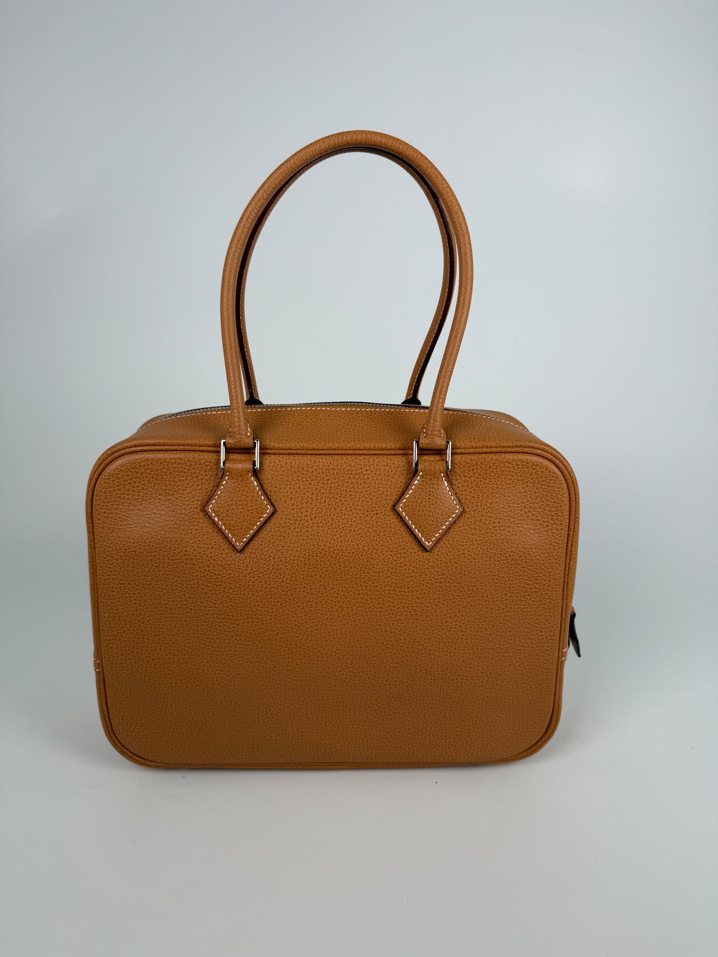 HERMES Plume 28 Natural Vache Liegee Beige Leather Top Handle Bag
