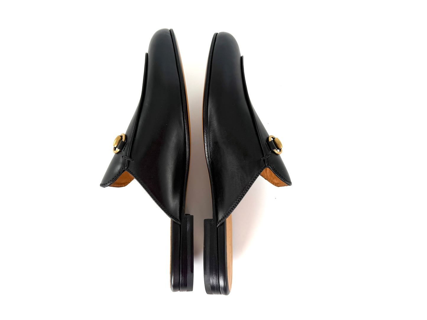 GUCCI Princetown Horsebit Accent Black Leather Slipper Mules 37 7 New
