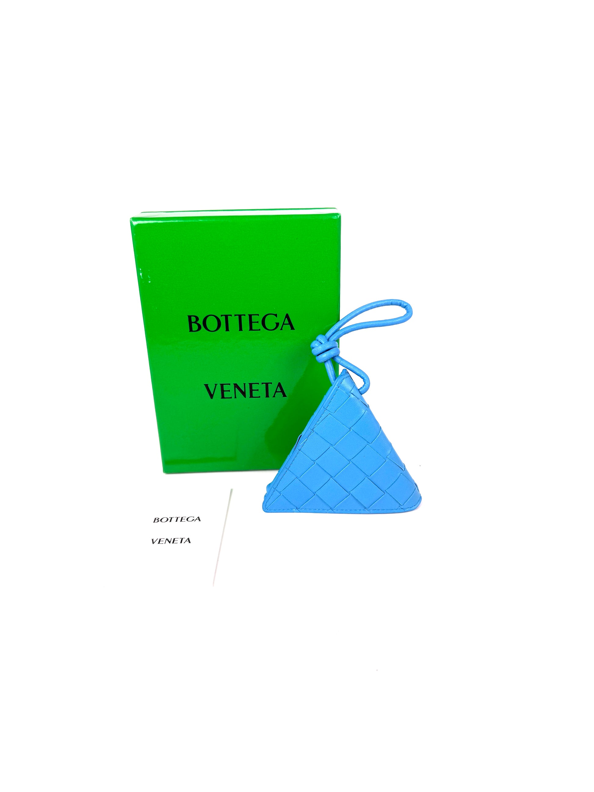 Bottega Veneta Trangle Blue Napa Leather Coin Purse Pouch  
