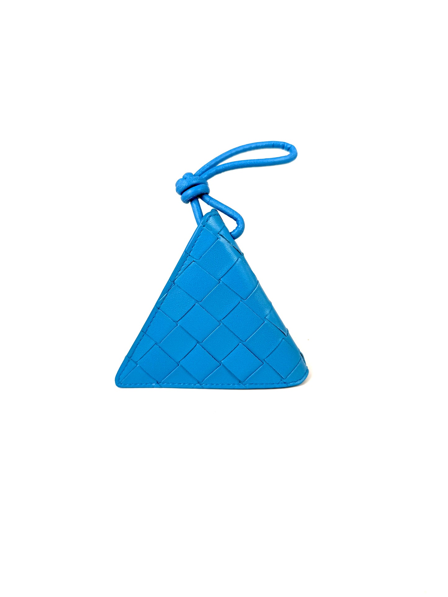 Bottega Veneta Trangle Blue Napa Leather Coin Purse Pouch  