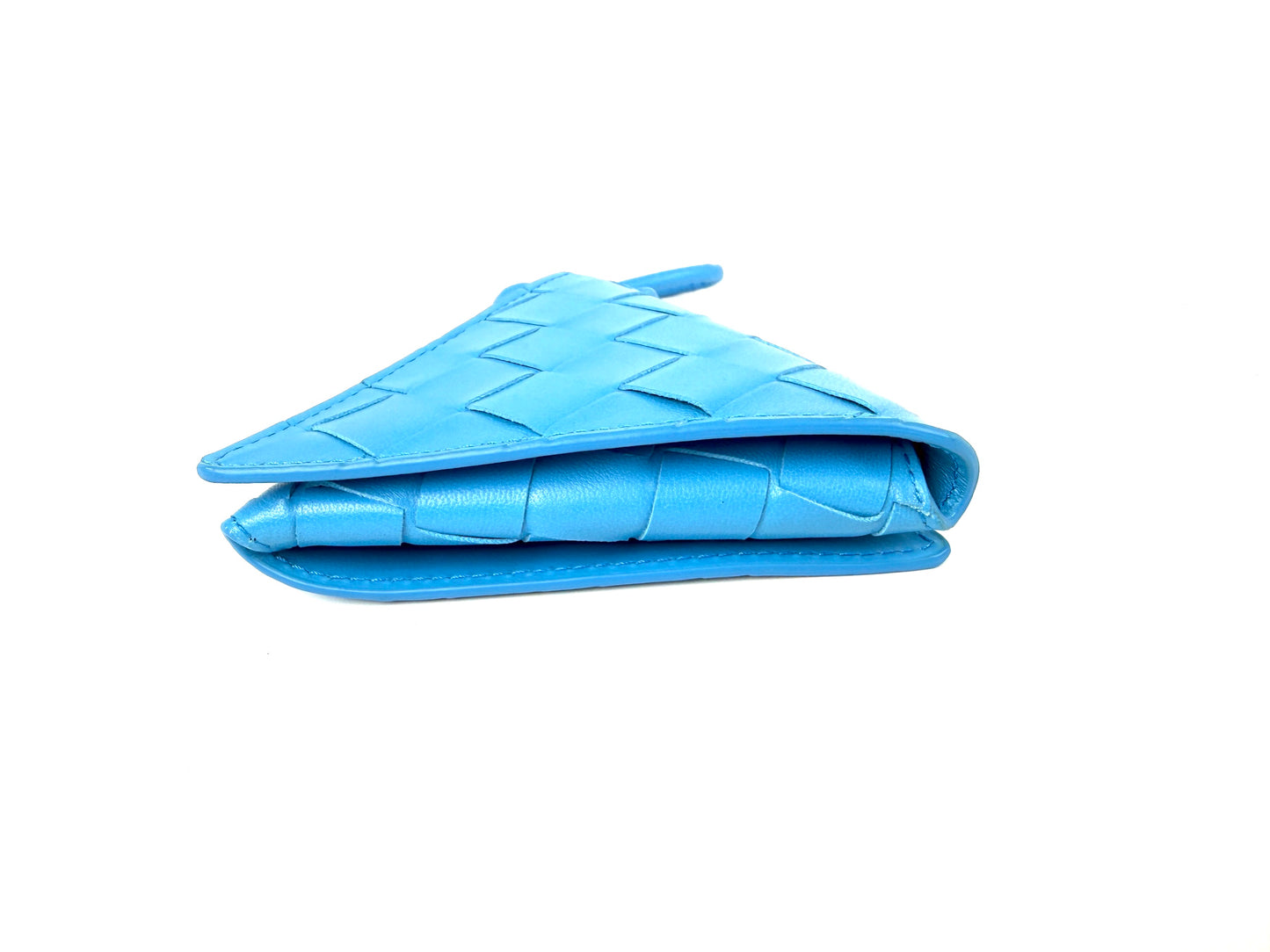 Bottega Veneta Trangle Blue Napa Leather Coin Purse Pouch