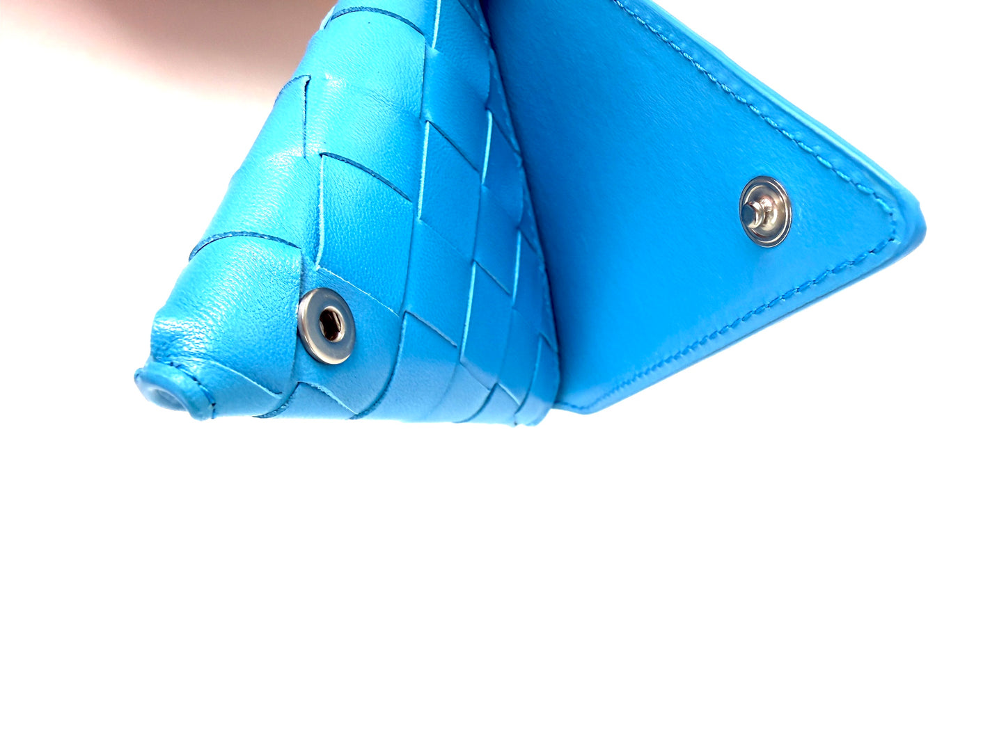 Bottega Veneta Trangle Blue Napa Leather Coin Purse Pouch