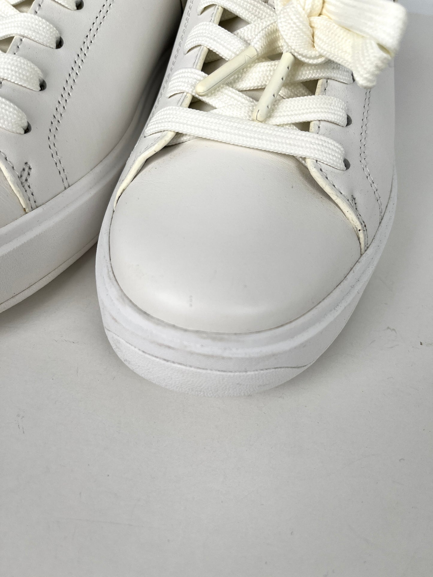 BALMAIN B-Court Trainers Low Top White Pink Calfskin Leather Sneakers 39 8.5