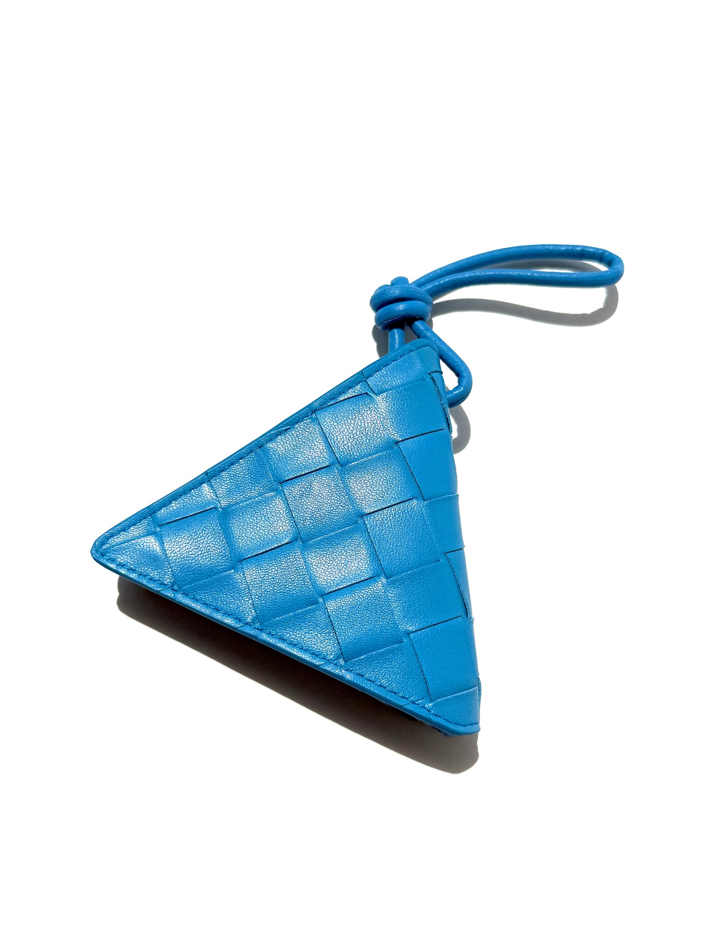 Bottega Veneta Trangle Blue Napa Leather Coin Purse Pouch  