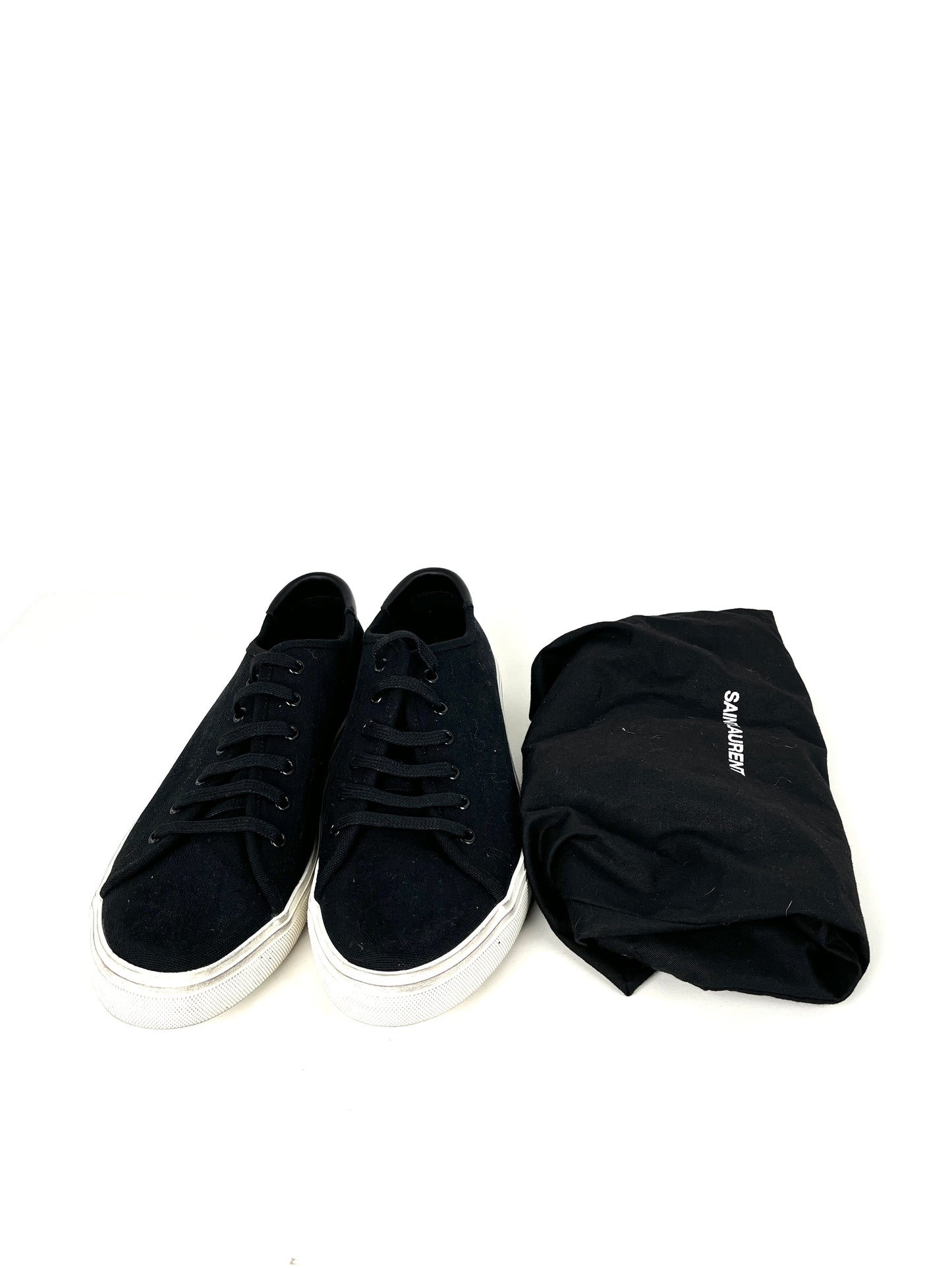 Saint Laurent Men's YSL Black Canvas Malibu Low Top Sneakers 43.5 10