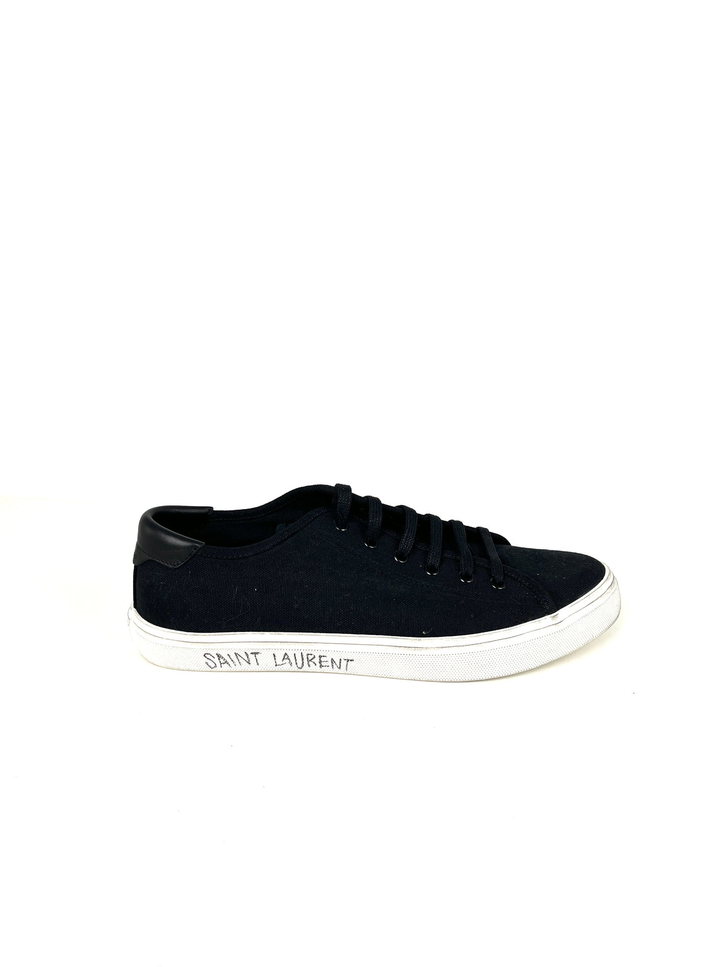 Men’s Saint Laurent YSL Black Canvas Malibu Low Top Sneakers 43.5 10.5