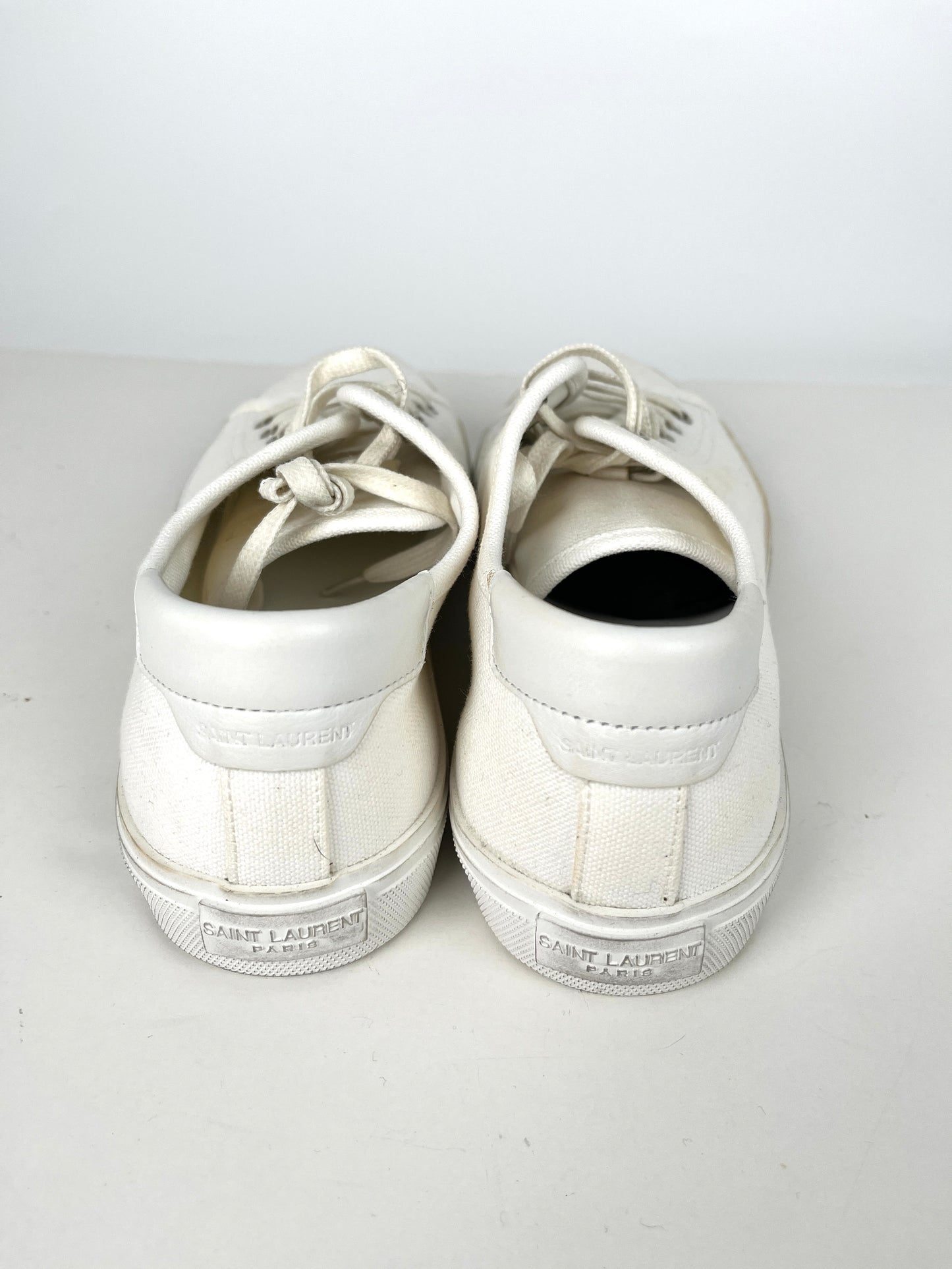 Men’s Saint Laurent YSL White Canvas Malibu Low Top Sneakers 43.5 10