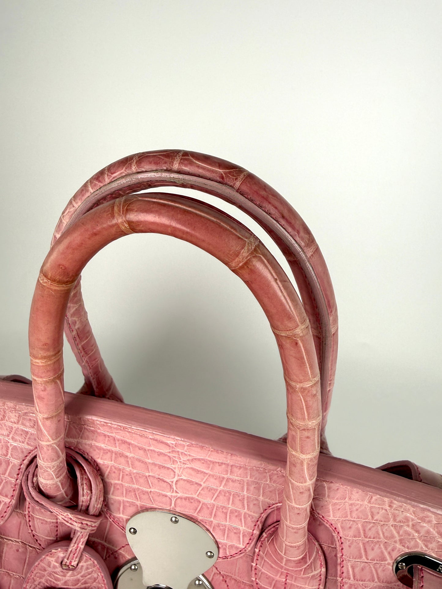 Ralph Lauren Collection Ricky 33 Alligator Pink Satchel Top Handle Bag