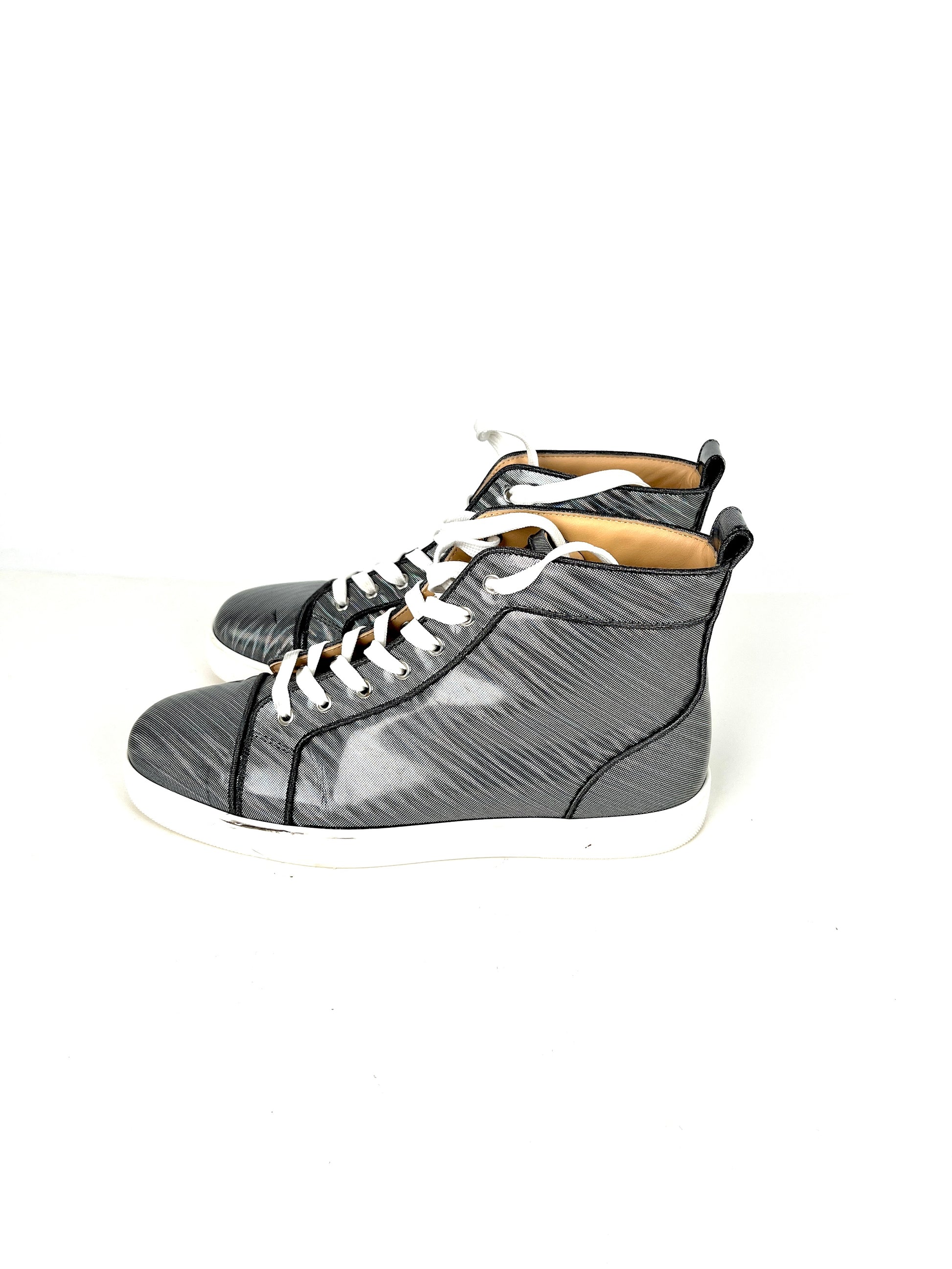 Christian Louboutin Men’s Holographic Orlato High Top Patent Leather Sneakers 43 10