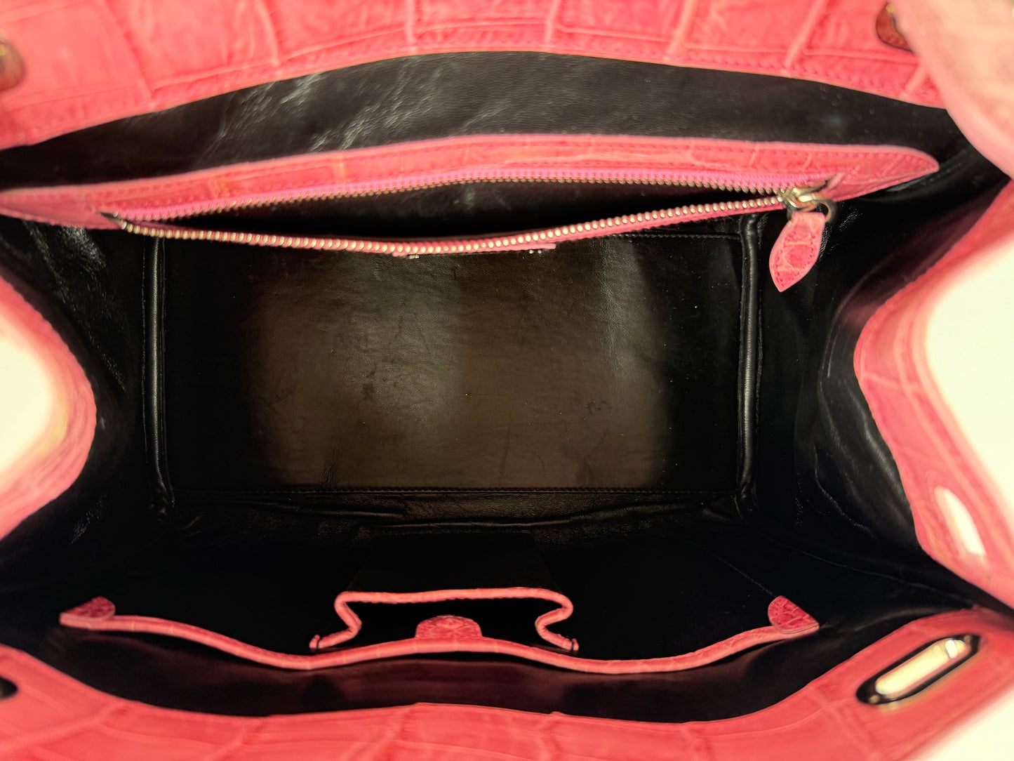 Ralph Lauren Collection Ricky 33 Alligator Pink Satchel Top Handle Bag