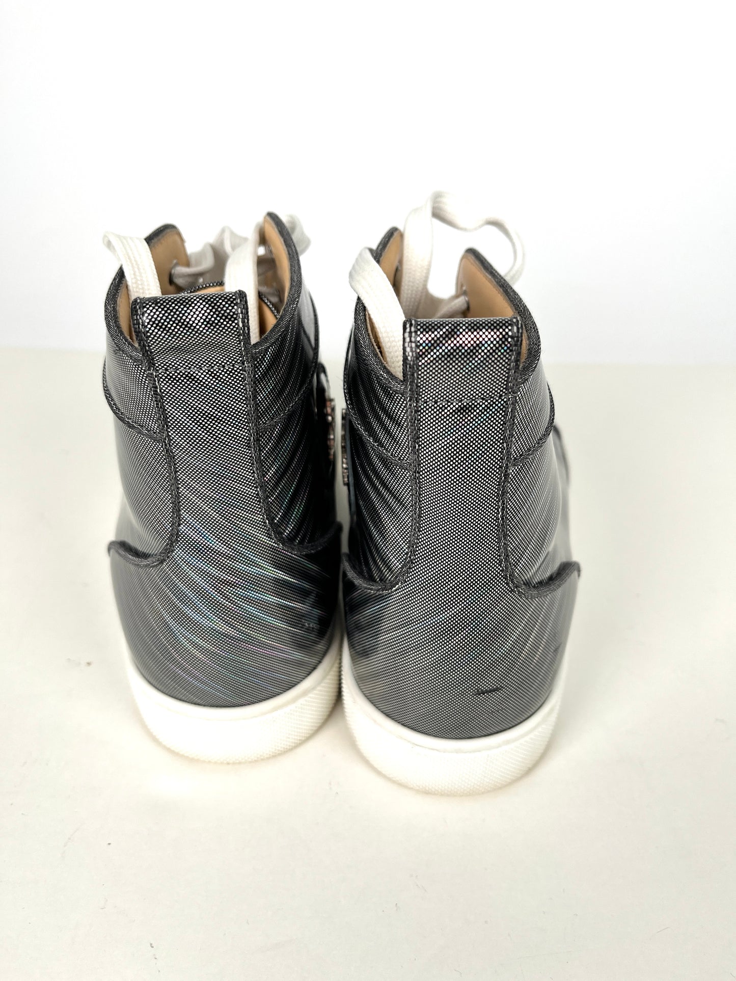 Christian Louboutin Men’s Holographic Orlato High Top Patent Leather Sneakers 43 9.5