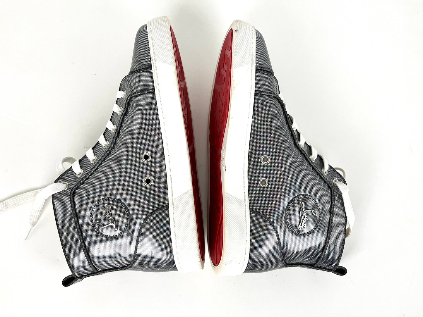 Christian Louboutin Men’s Holographic Orlato High Top Patent Leather Sneakers 43 9.5