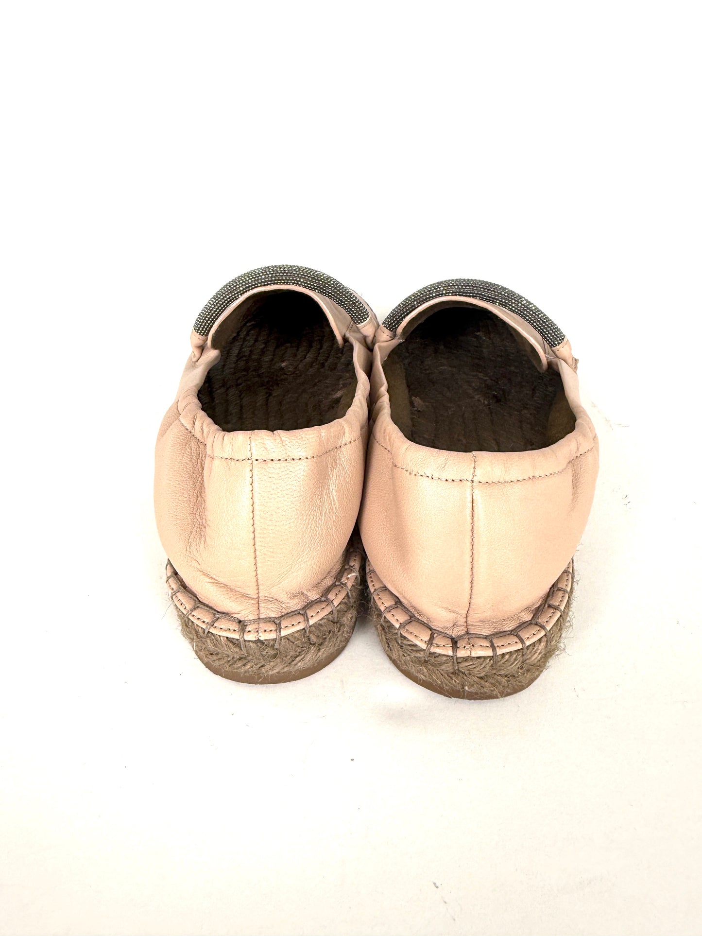 Brunello Cucinelli Light Beige Monili Leather Flat Espadrilles 38.5 8.5