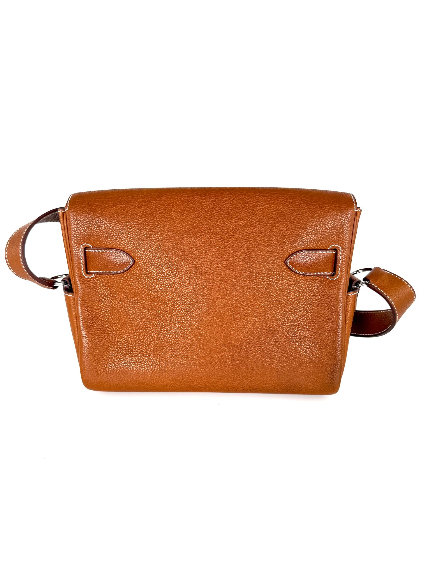 Hermes Kelly Messenger PM Barenia Faubourg 34 Fauve Leather Crossbody Shoulder Bag
