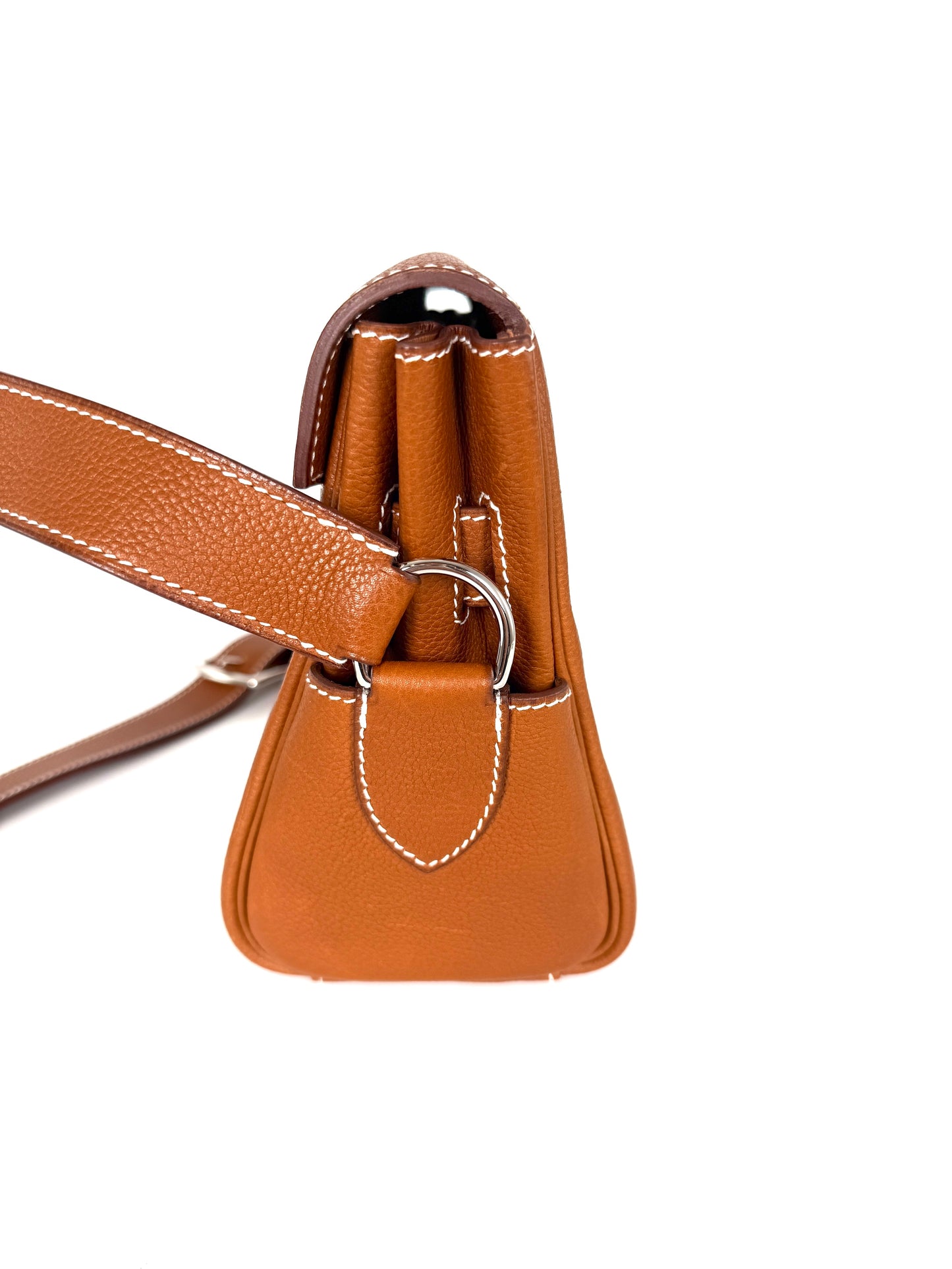 Hermes Kelly Messenger PM Barenia Faubourg 34 Fauve Leather Crossbody Shoulder Bag