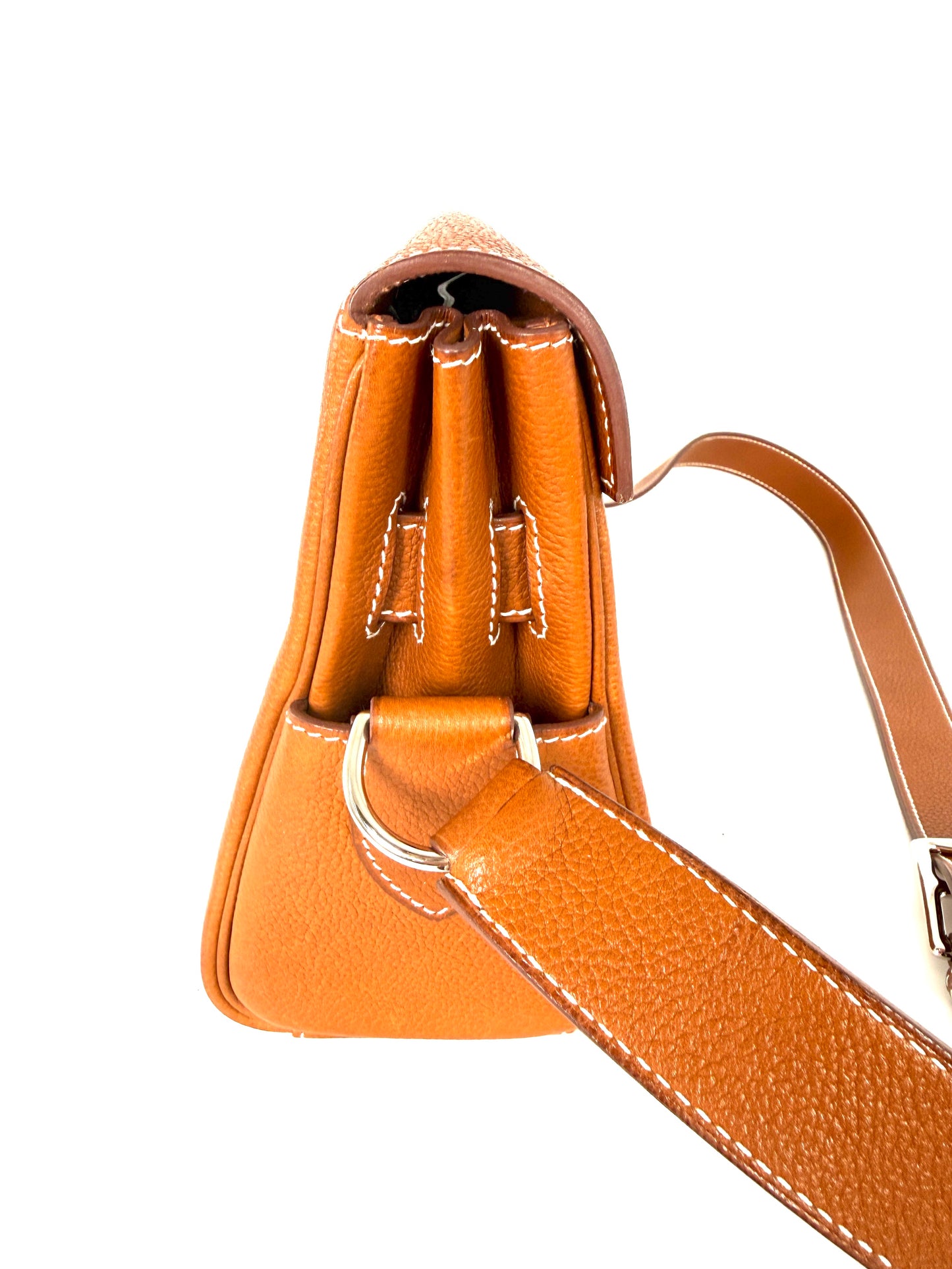 Hermes Kelly Messenger PM Barenia Faubourg 34 Fauve Leather Crossbody Shoulder Bag