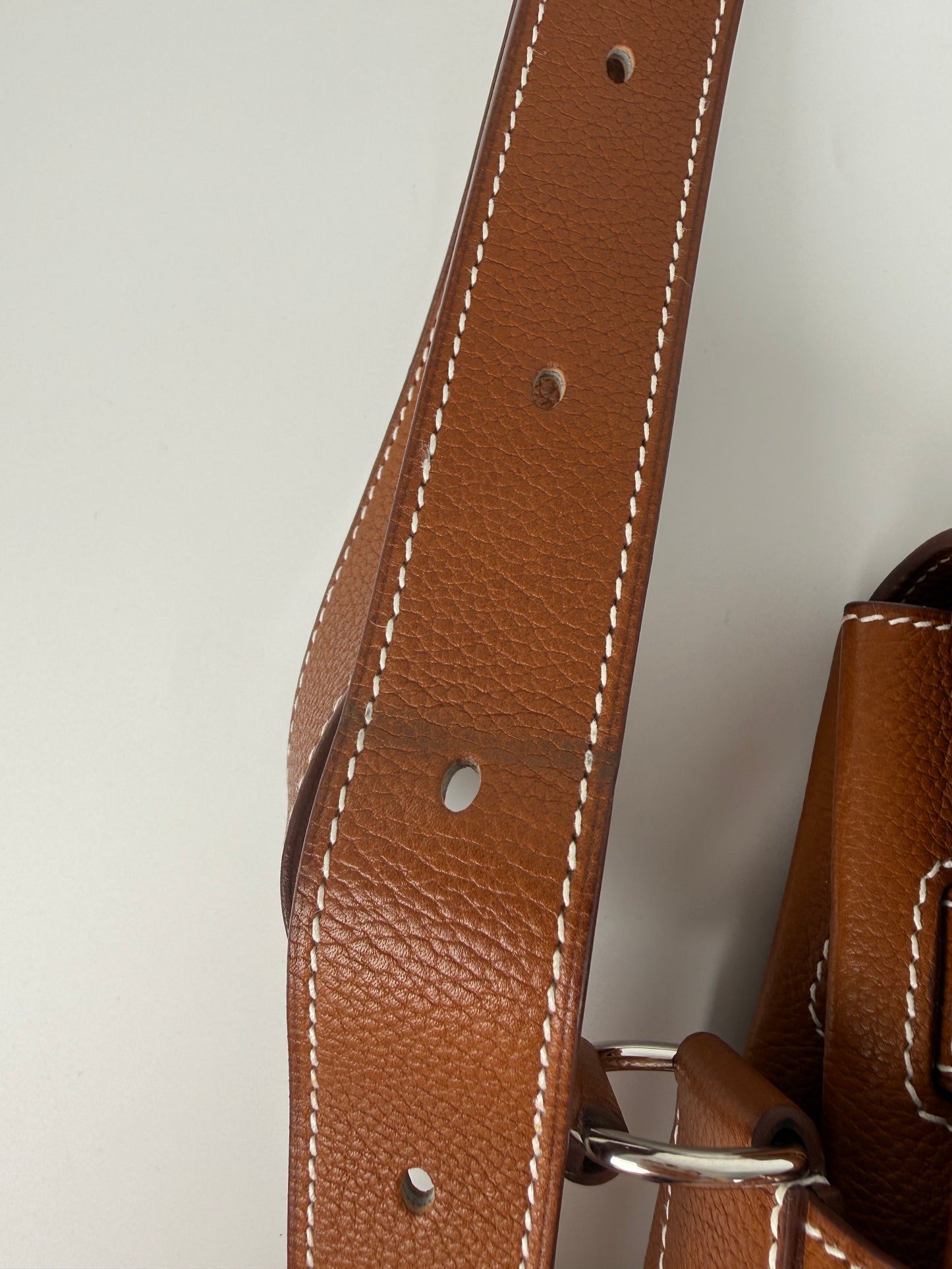 Hermes Kelly Messenger PM Barenia Faubourg 34 Fauve Leather Crossbody Shoulder Bag