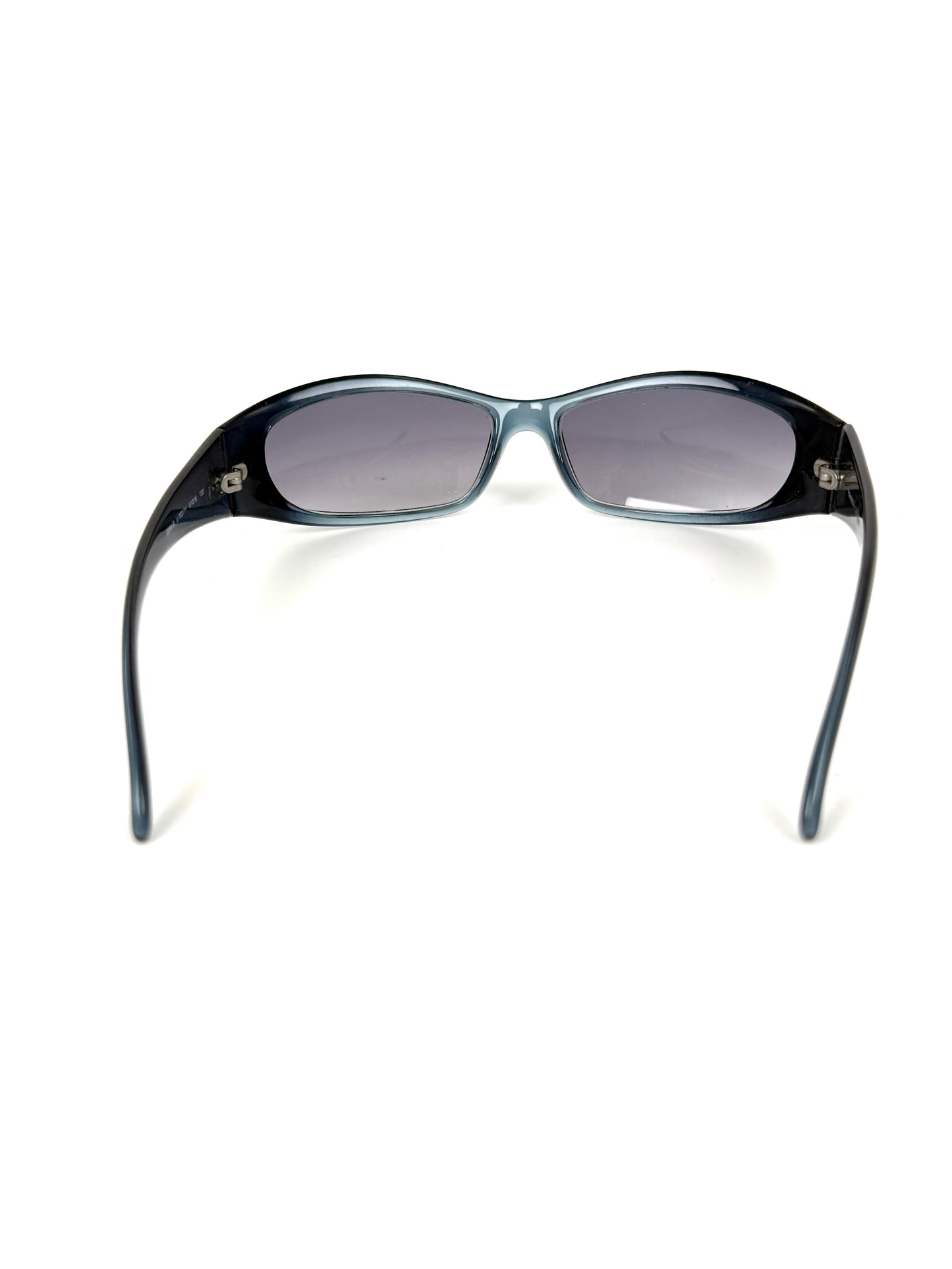 CHANEL 6004 Blue Acetate Wrap Around CC Crystal Sunglasses