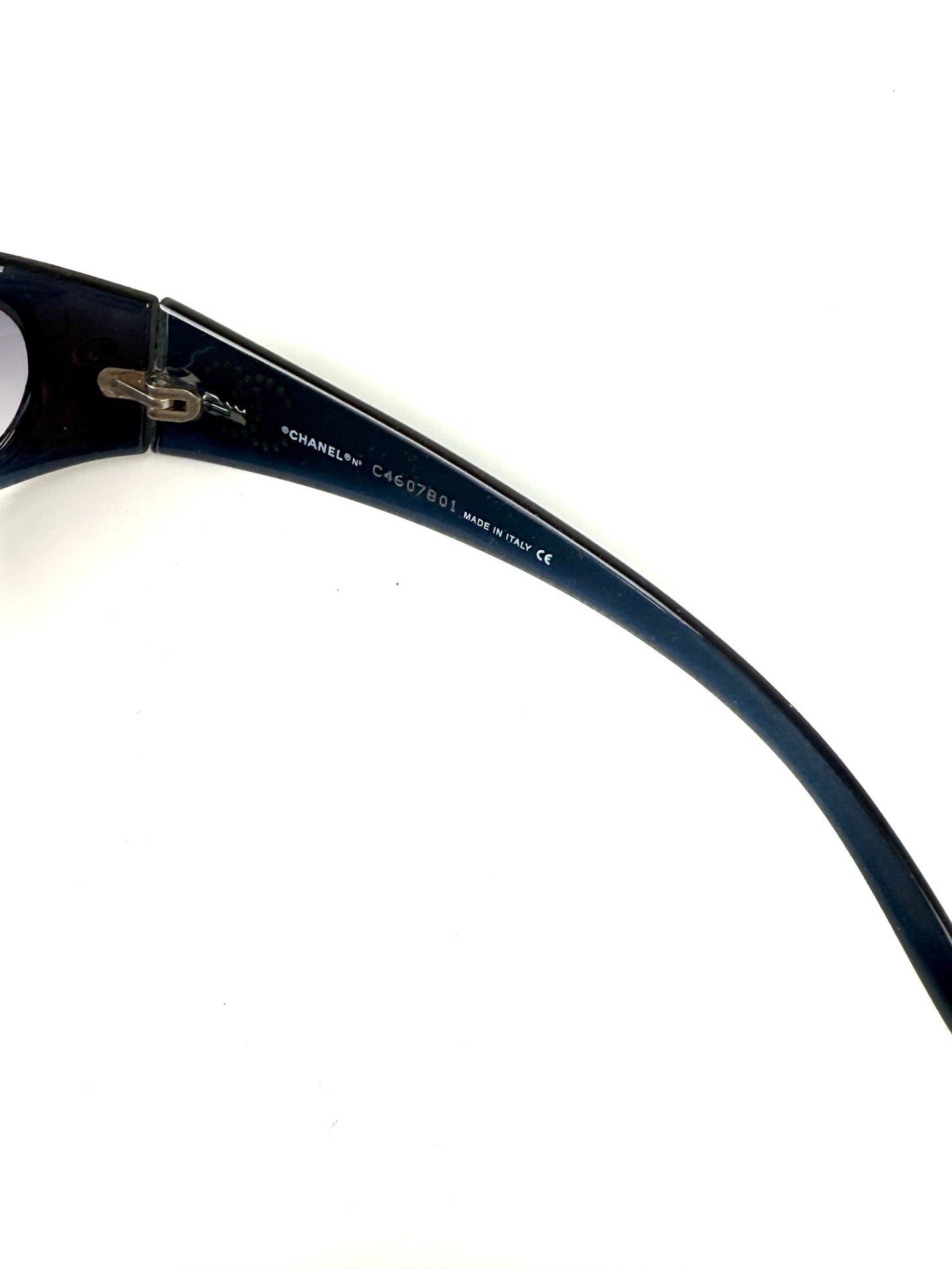 CHANEL 6004 Blue Acetate Wrap Around CC Crystal Sunglasses