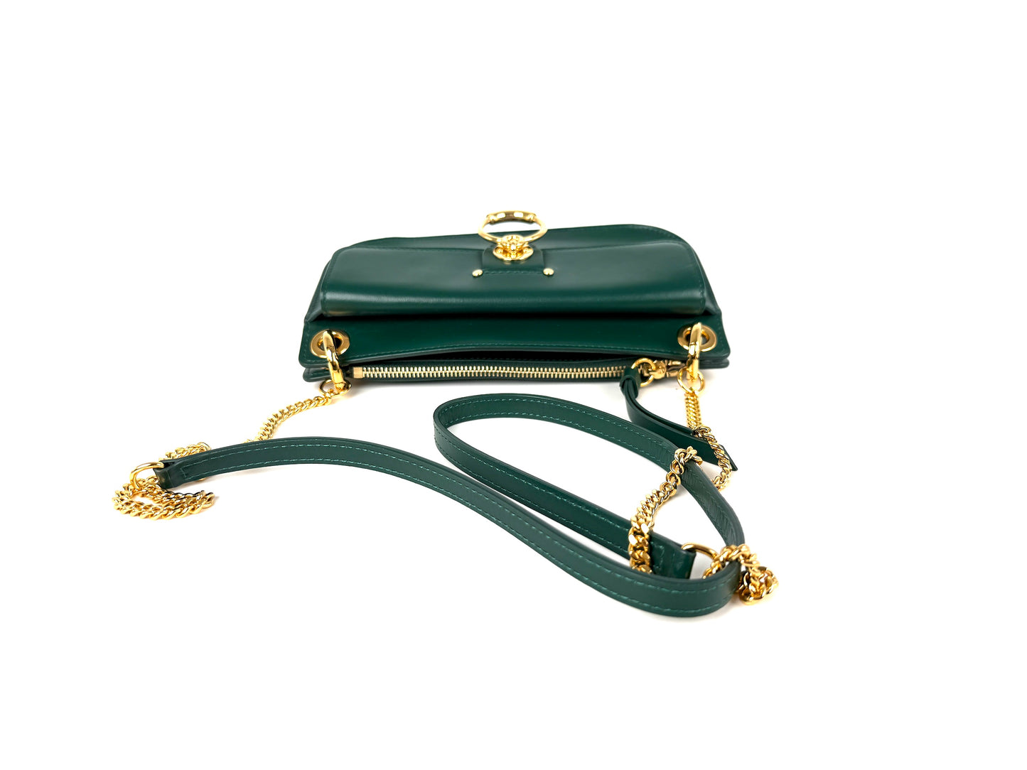 Chloe Tess Chain Green Leather Crossbody Bag