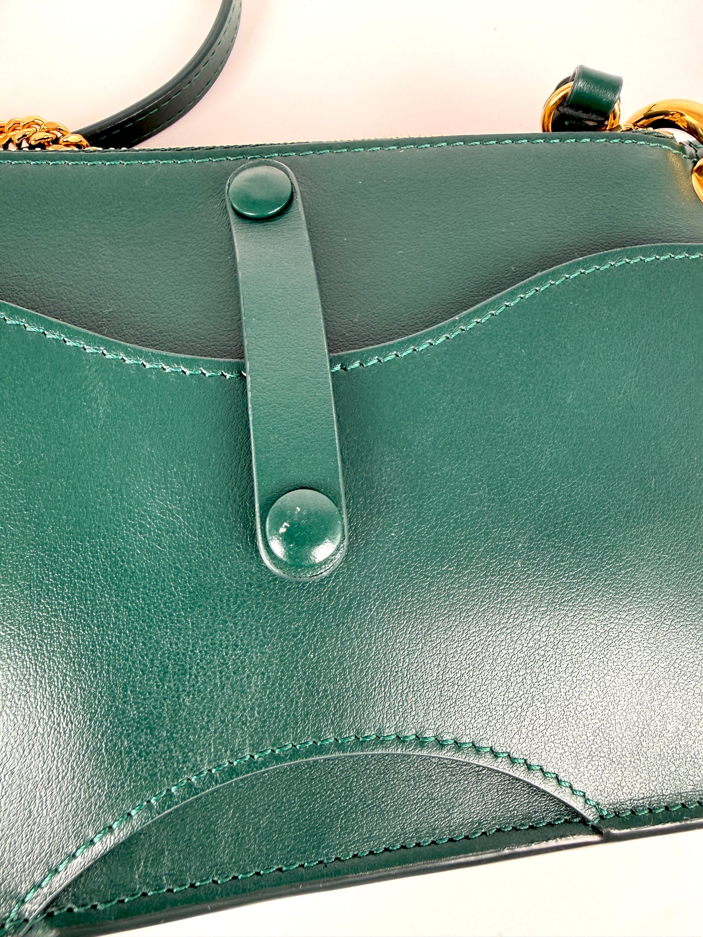 Chloe Tess Chain Green Leather Crossbody Bag