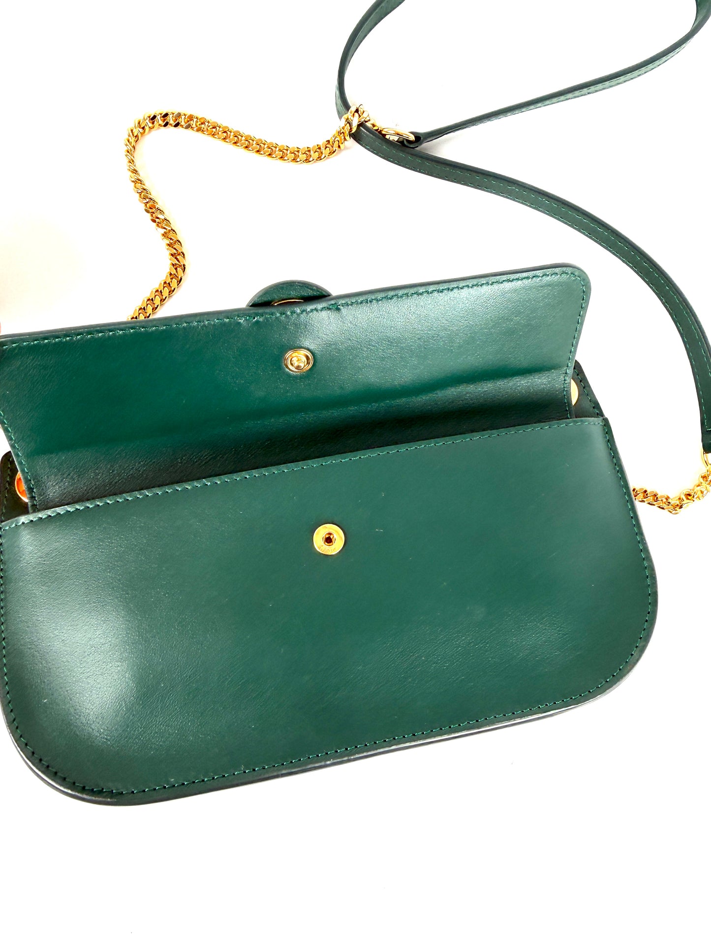 Chloe Tess Chain Green Leather Crossbody Bag