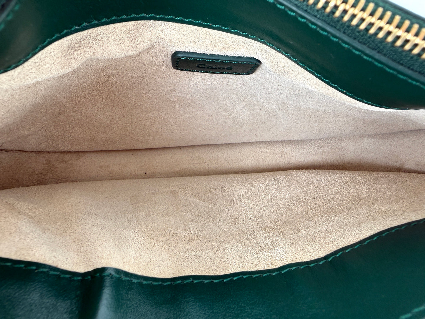 Chloe Tess Chain Green Leather Crossbody Bag