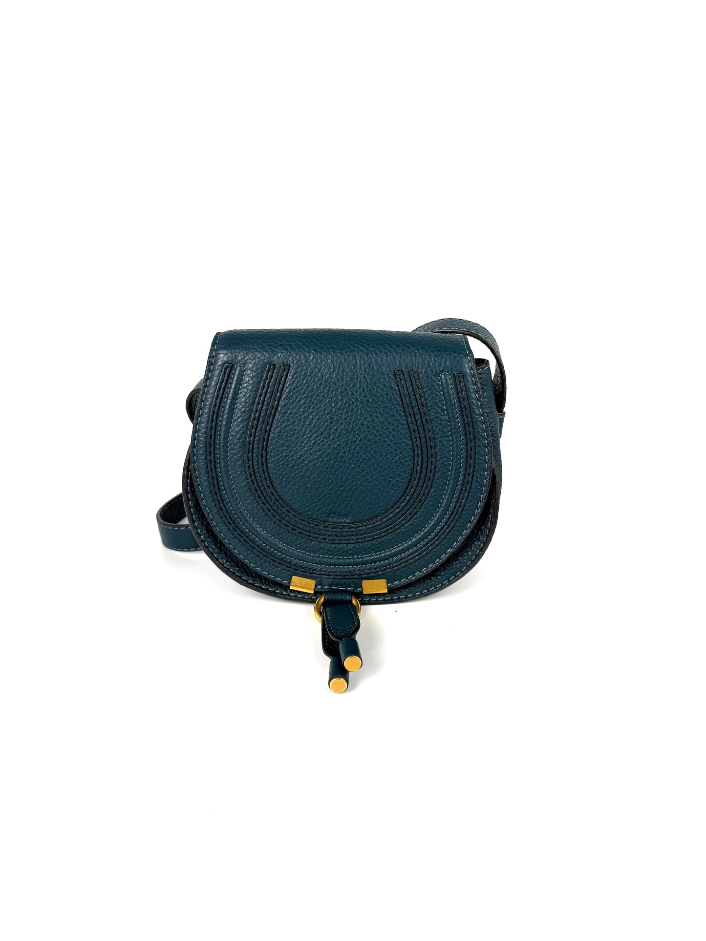 Chloe Marcie Small Blue Leather Crossbody Bag