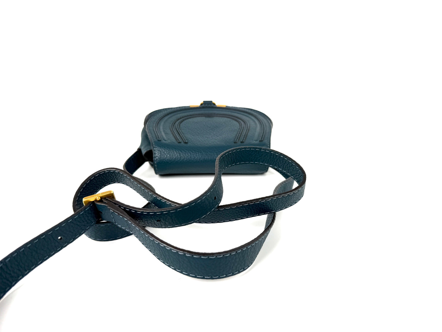 Chloe Marcie Small Blue Leather Crossbody Bag