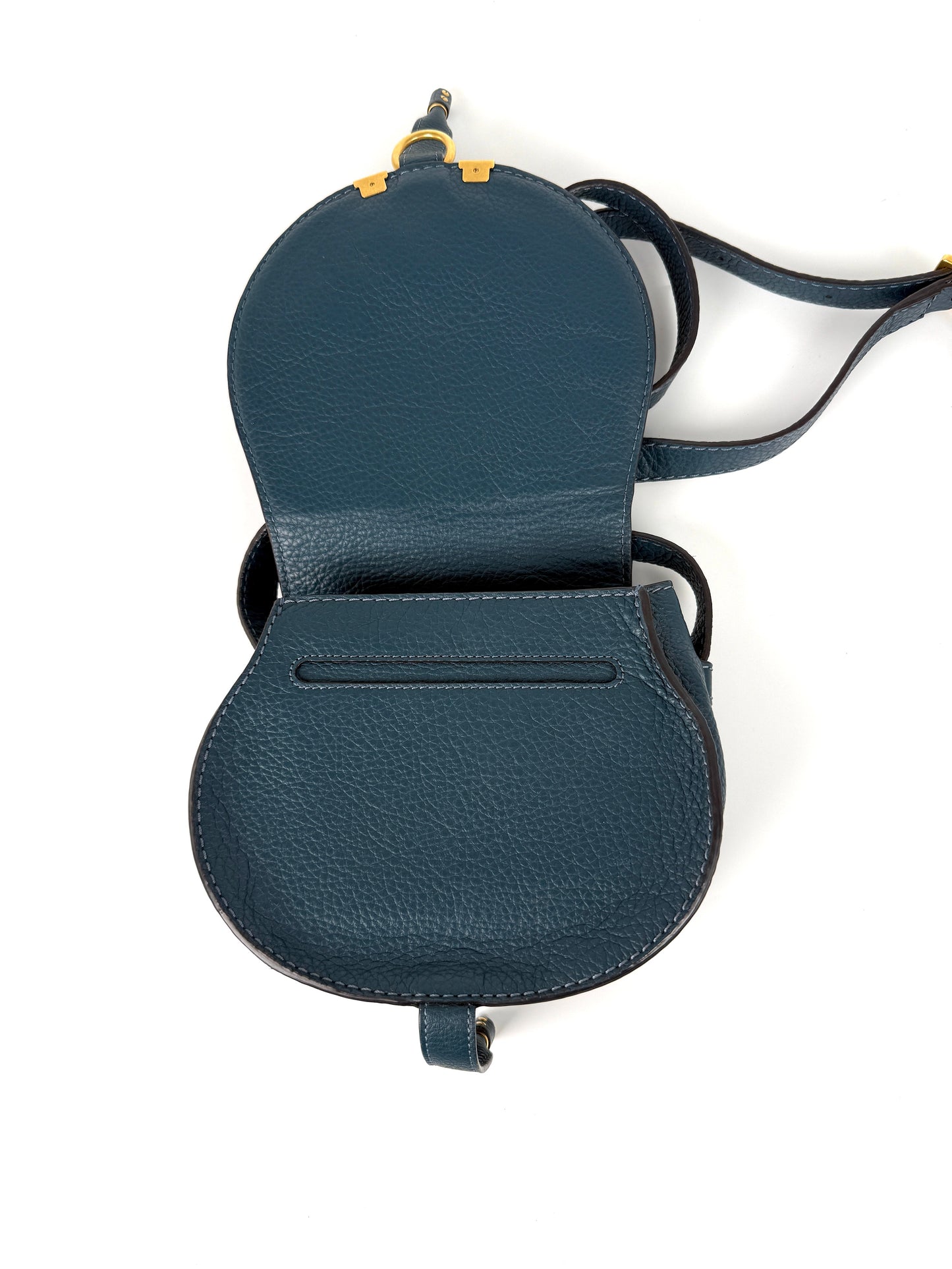 Chloe Marcie Small Blue Leather Crossbody Bag