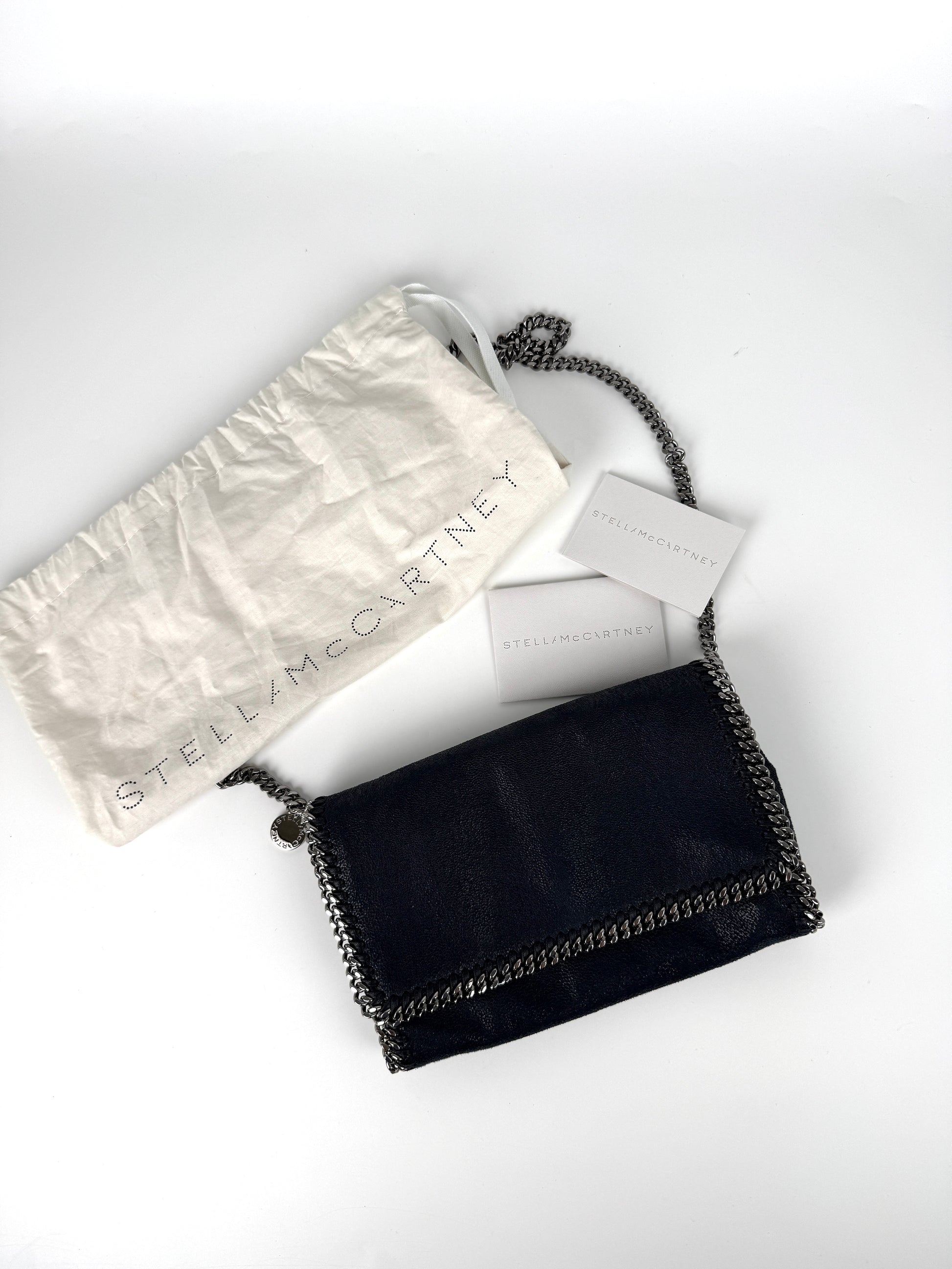 Stella McCartney Falabella Shaggy Deer Vegan Navy Blue Clutch Crossbody Bag 