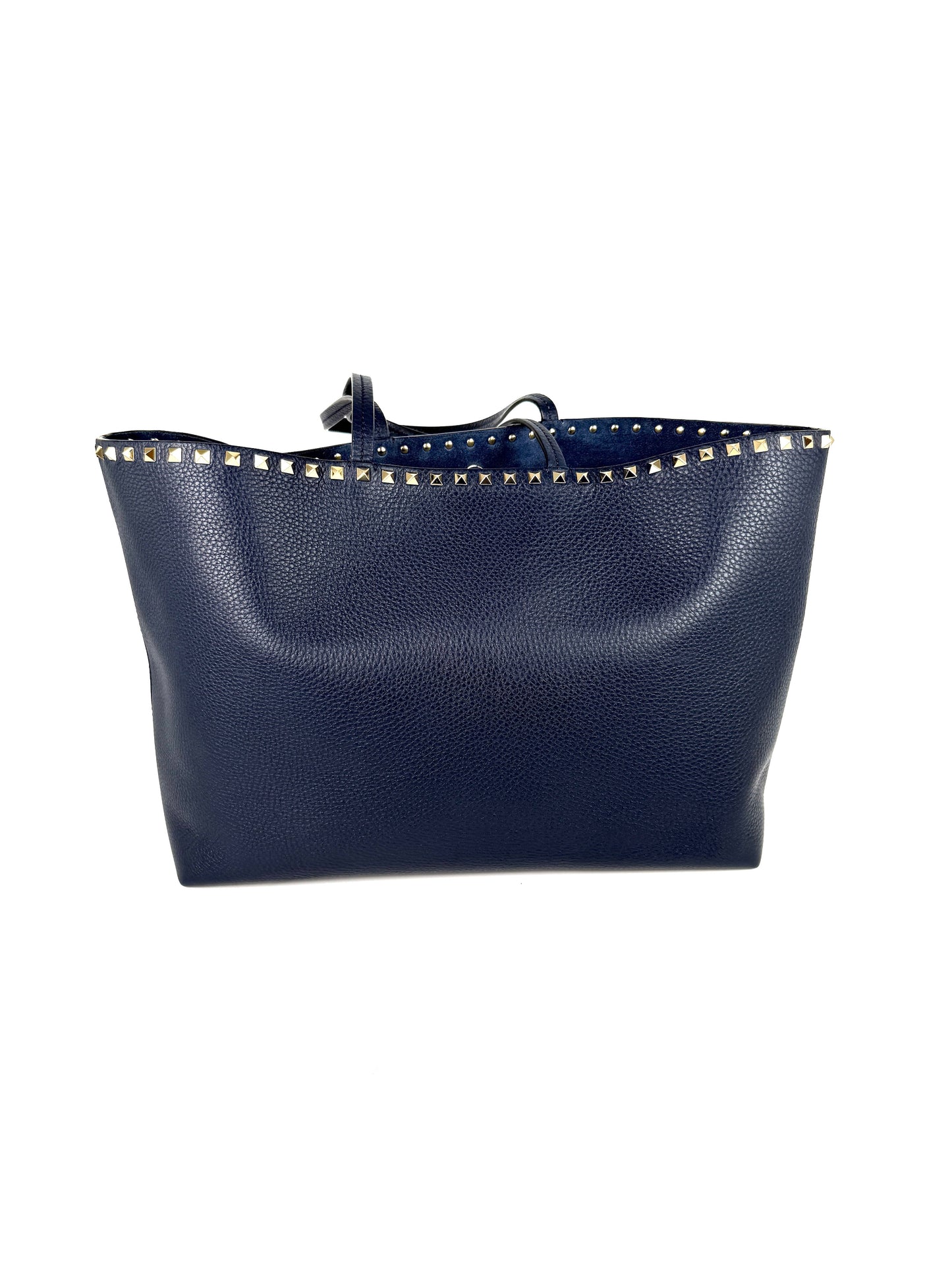 Valentino Garavani Rockstud Navy Blue Leather Tote Bag