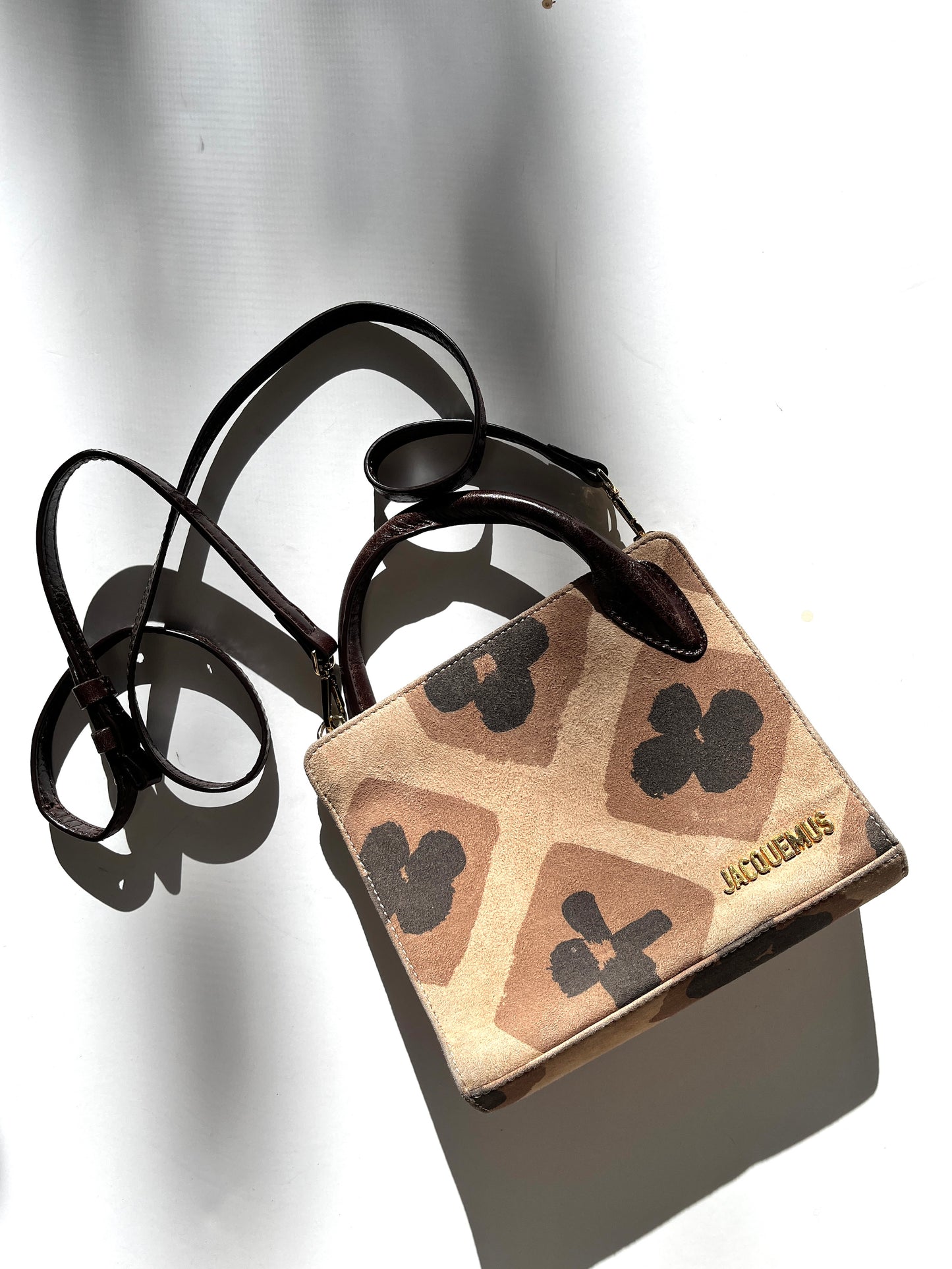 Jacquemus Mini Le Sac Bahia Suede Printed Brown Black Crossbody Bag