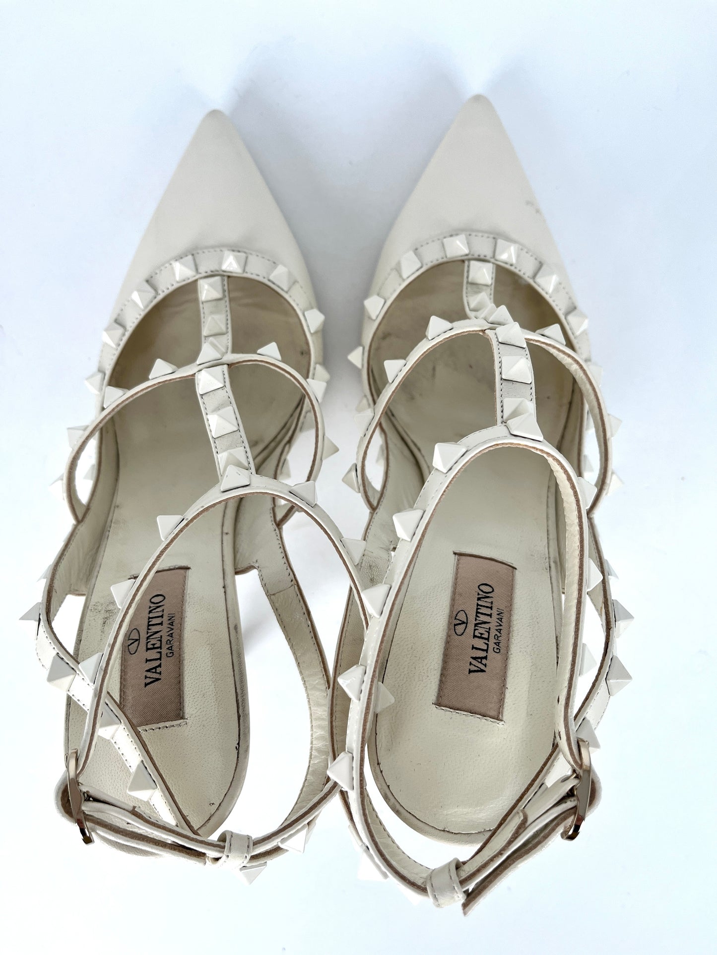 Valentino Rockstud Studded White Monochrome Leather Pumps 39.5 9