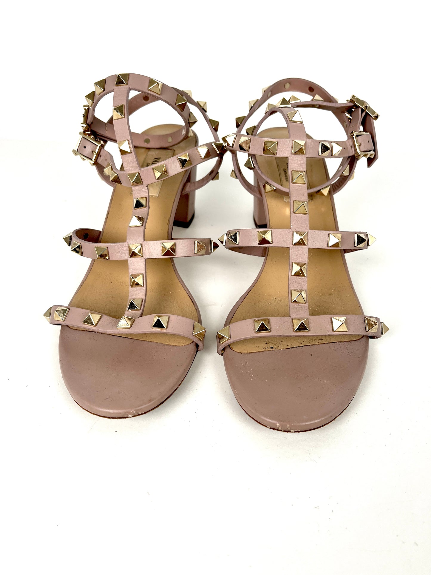 Valentino Rockstud Studded Nude Leather Sandals 39 9