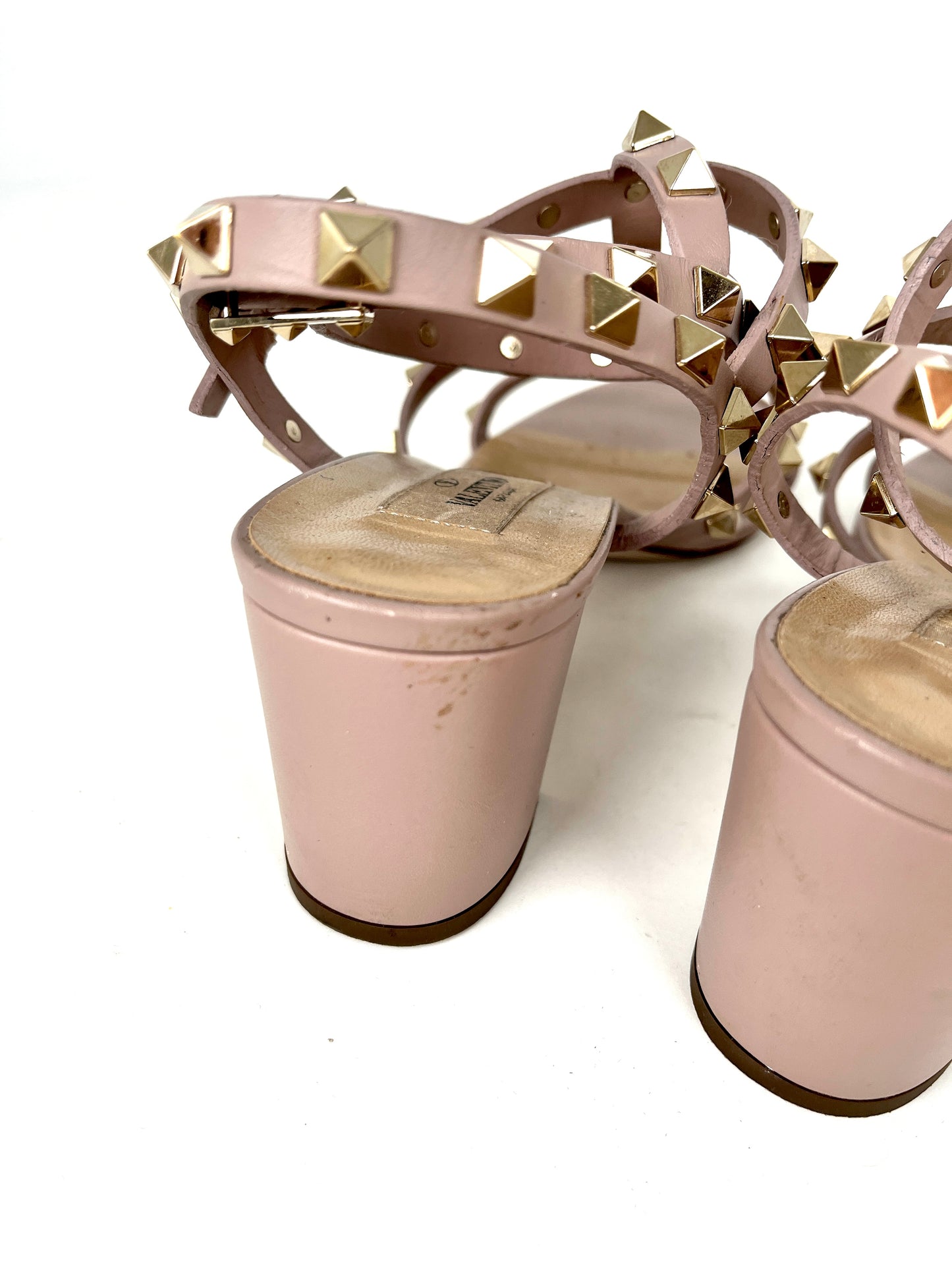 Valentino Rockstud Studded Nude Leather Sandals 39 9