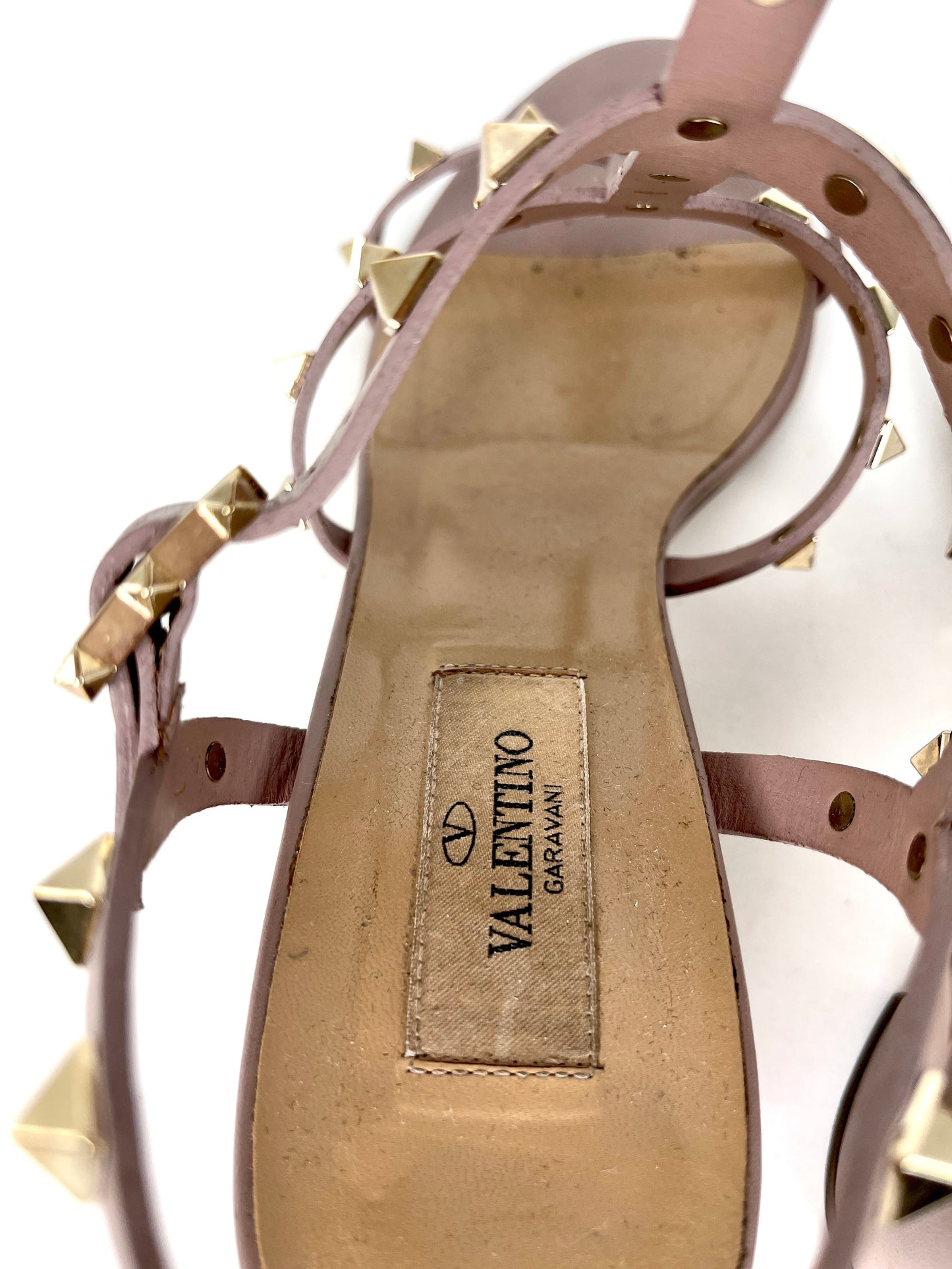 Valentino Rockstud Studded Nude Leather Sandals 39 9