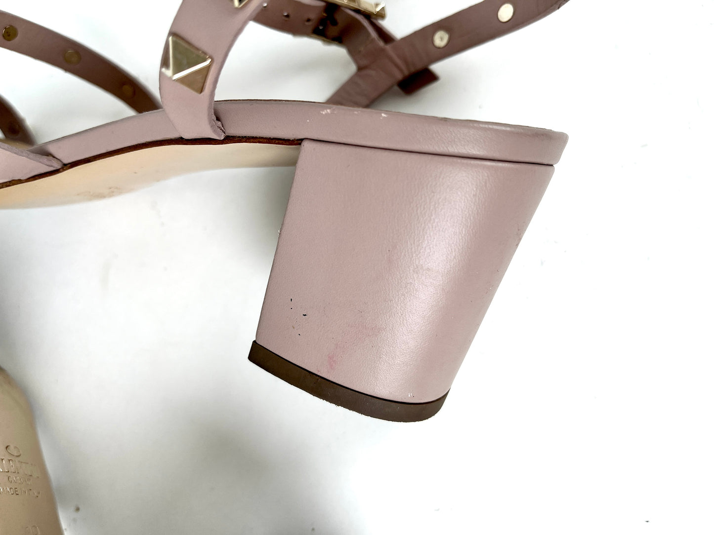 Valentino Rockstud Studded Nude Leather Sandals 39 9