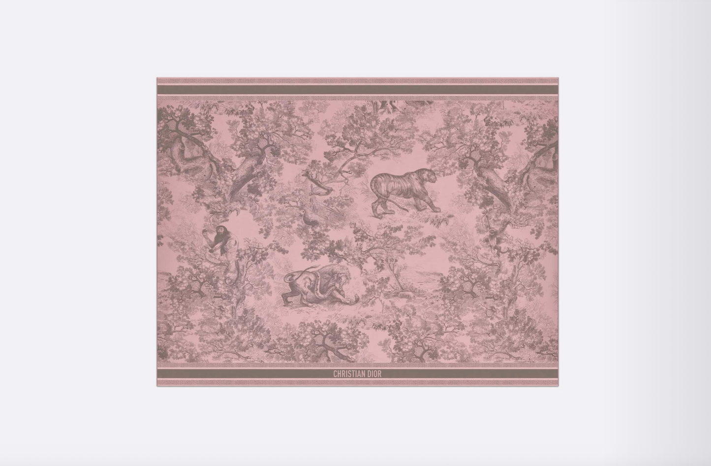 Christian Dior Dioriviera Toile de Jouy Sauvage Pink Gray Cotton Sarong Scarf Beach Wrap
